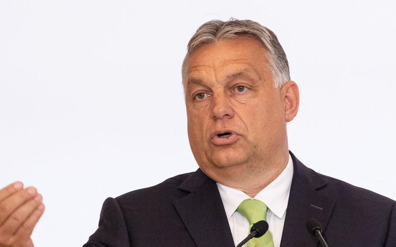 03.07.2020 Warszawa , Kancelaria Prezesa Rady Ministrow . Premier Wegier Viktor Orban podczas konferencji prasowej premierow panstw Grupy Wyszehradzkiej V4 . 
Fot. Dawid Zuchowicz / Agencja Gazeta