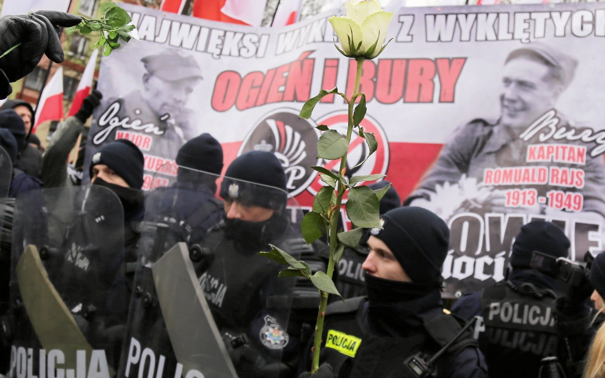 23.02.2019  Hajnowka . Czwarty Hajnowski Marsz Pamieci Zolnierzy Wykletych . Uczestnikami marszu byli ONR , Mlodziez Wszechpolska , Narodowa Hajnowka .
Fot. Agnieszka Sadowska/ Agencja Gazeta. *** Local Caption *** .