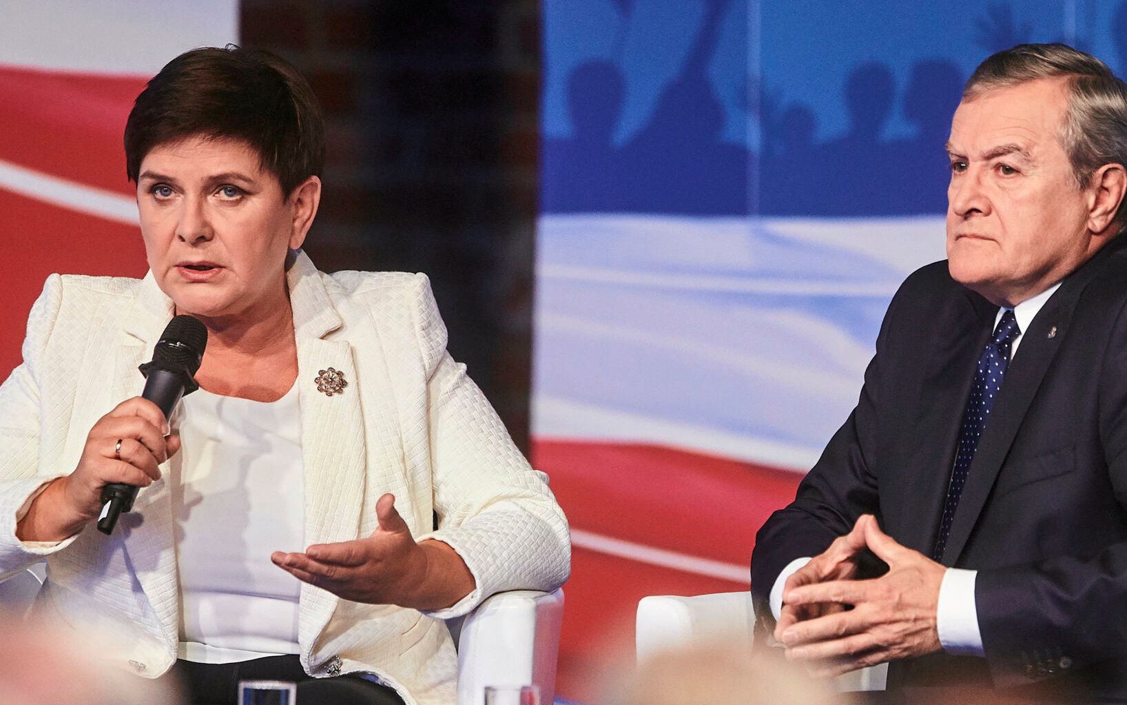 11.09.2019 Lodz , Wicepremier Piotr Glinski , wicepremier Beata Szydlo i premier Mateusz Morawiecki  w czasie konwencji programowej w Lodzi .
Fot. Marcin Stepien / Agencja Gazeta