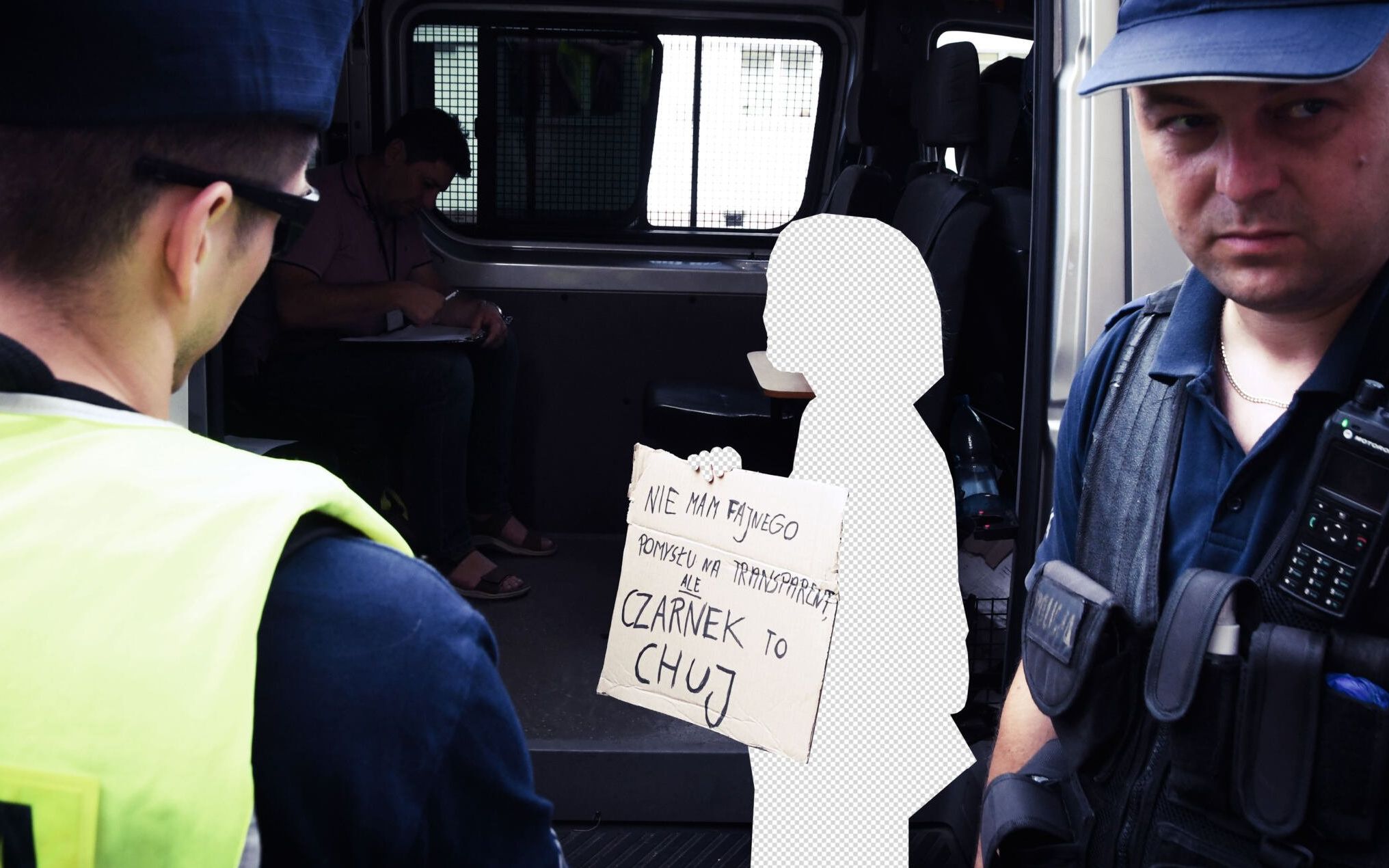 Grafika do artykułu Policja zabrała 17-latce transparent z napisem: "Czarnek to c**j". "Chciałam pokazać swój sprzeciw"