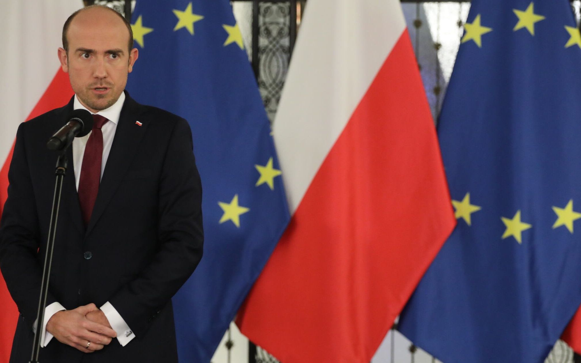 17.12.2020 Warszawa , Sejm . Przewodniczacy PO Borys Budka  podczas konferencji prasowej po porannnym bloku glosowan nad poprawkami do Budzetu na rok 2021 . Nieoczekiwanie poslowie PiS przeglosowali pona 800 porawek w jednym glosowaniu.
Fot. Slawomir Kaminski / Agencja Gazeta