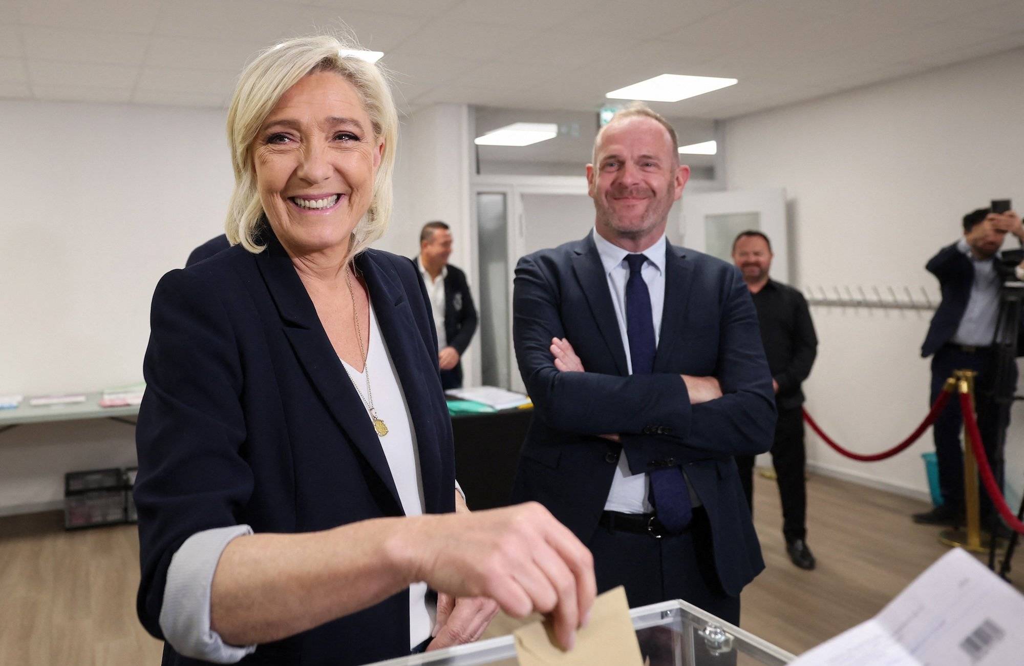 Marine Le Pen podczas głosowania
