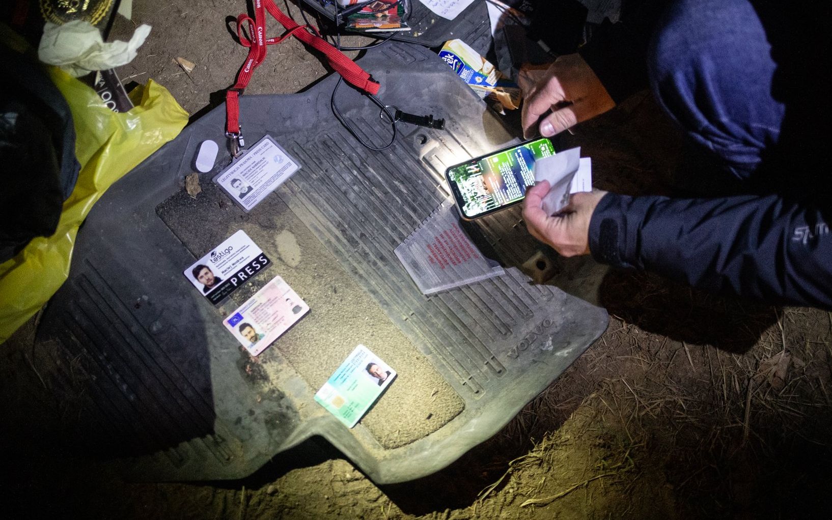 Wiejki, Poland 16.11.2021 Belongings of photojournalist detained by military.