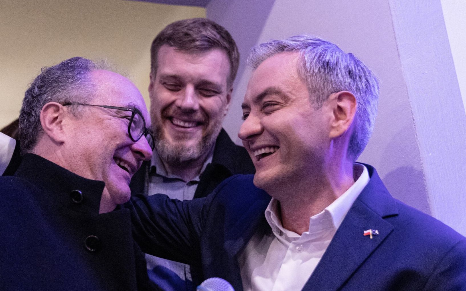 10.01.2020 Warszawa , ul. Pulawska 1 . Robert Biedron (P) podczas otwarcia swojego biura europoselskiego . Wlodzimierz Czarzasty (L), Adrian Zandberg (C)
Fot. Dawid Zuchowicz / Agencja Gazeta