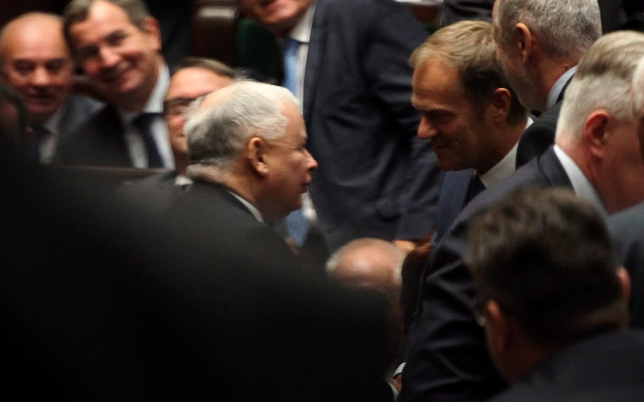 01.10.2014 Warszawa , Sejm .  Prezes PiS Jaroslaw Kaczynski i byly premier Donald Tusk po expose premier  Ewy Kopacz . 
Fot . Slawomir Kaminski / Agencja Wyborcza.pl