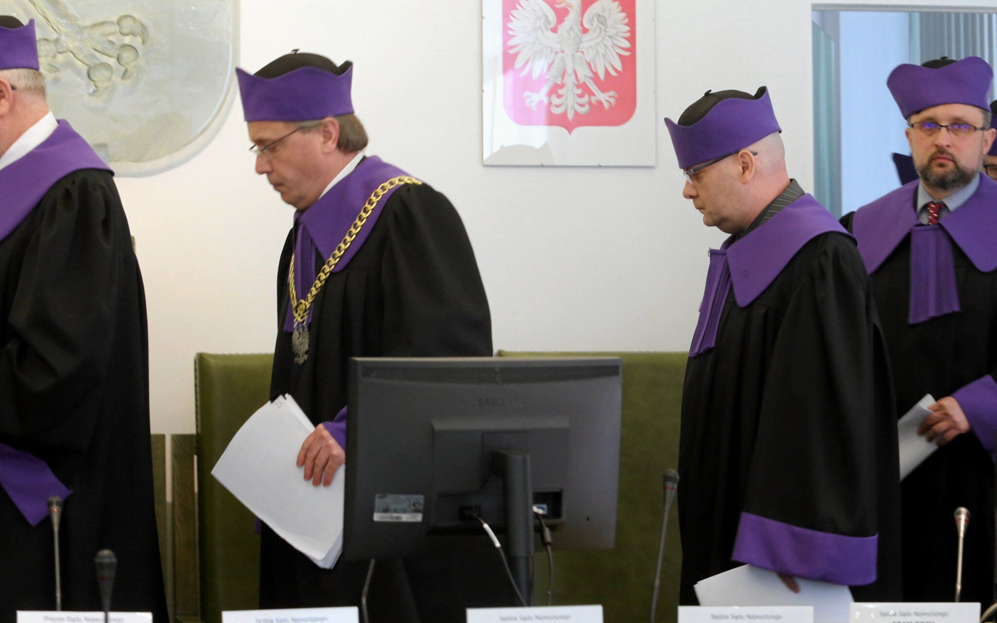 10.04.2019 Warszawa . Piotr Niedzielak , Tomasz Przeslawski , Ryszard Witkowski , Konrad Wytrychowski  podczas pierwszego posiedzenia Izby Dyscyplinarnej Sadu Najwyzszego . Fot . Kuba Atys / Agencja Wyborcza.pl