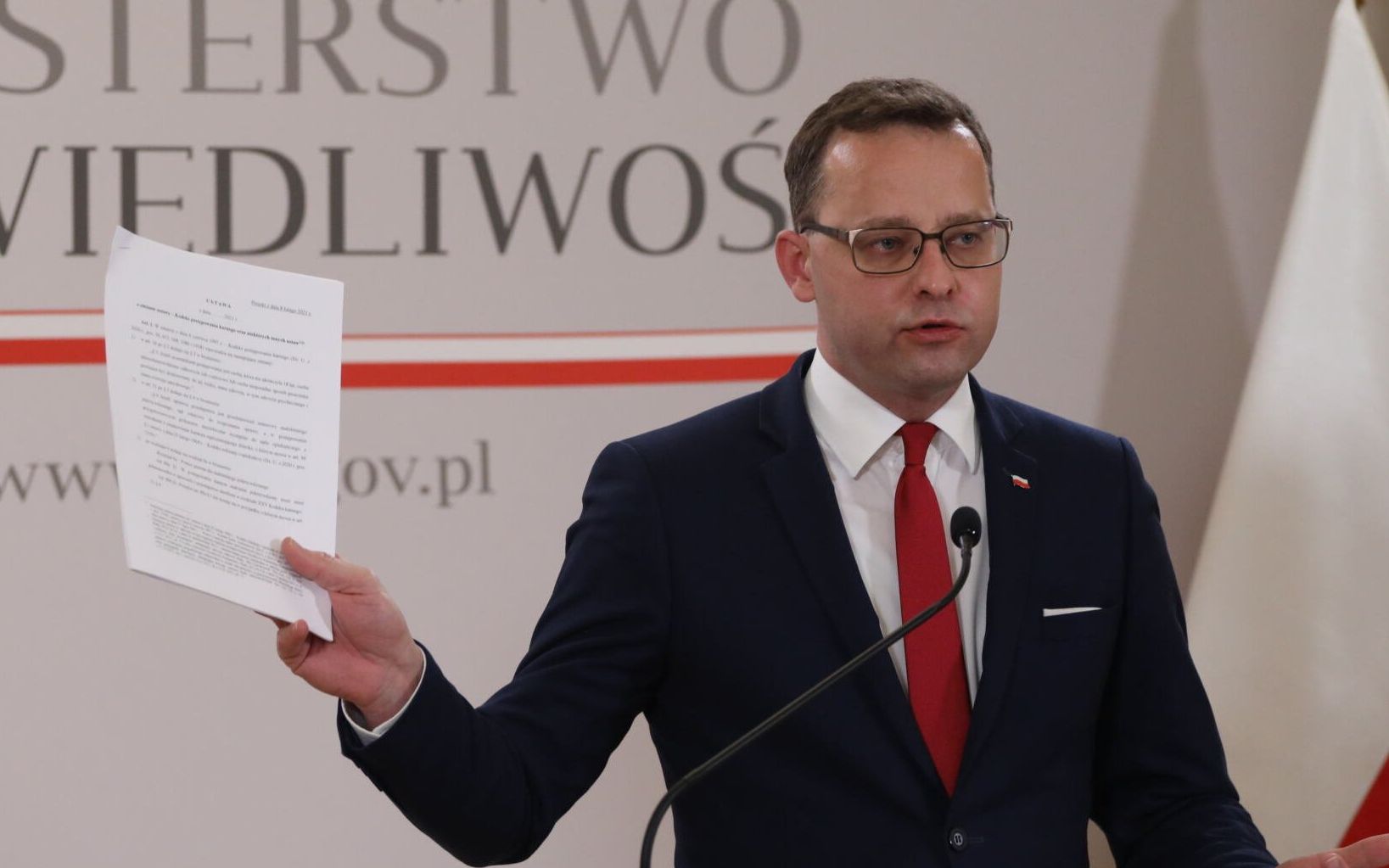 24.02.2021 Warszawa . Wiceminister sprawiedliwosci w rzadzie PiS Marcin Romanowski podczas konferencji dot. zwalczania pedofilii .
Fot. Slawomir Kaminski / Agencja Gazeta