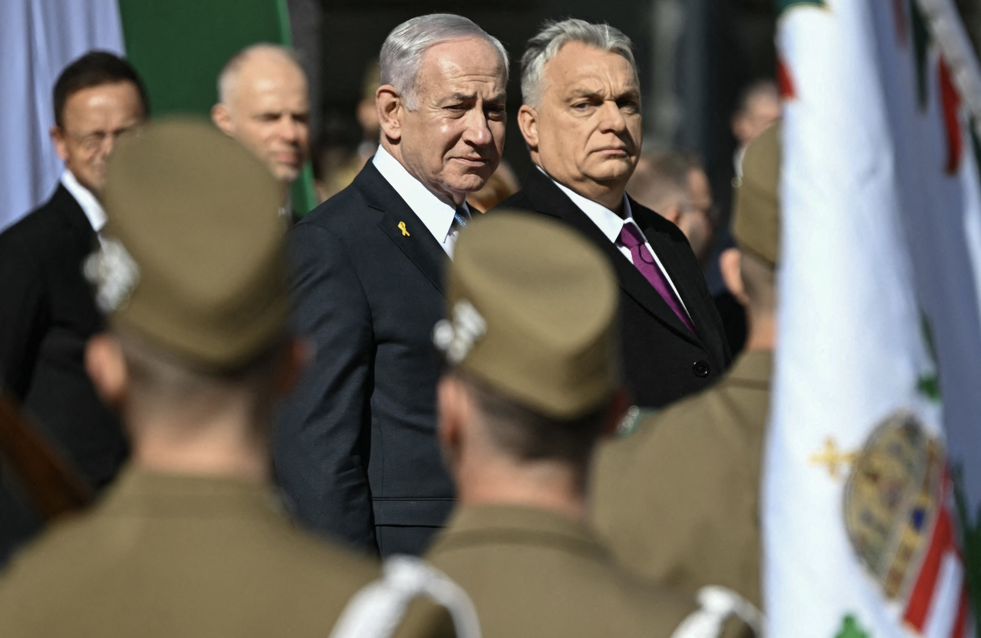 Premier Węgier Viktor Orban (R) i premier Izraela Benjamin Netanjahu. Budapeszt, Węgry, 3 kwiecień 2025 r.