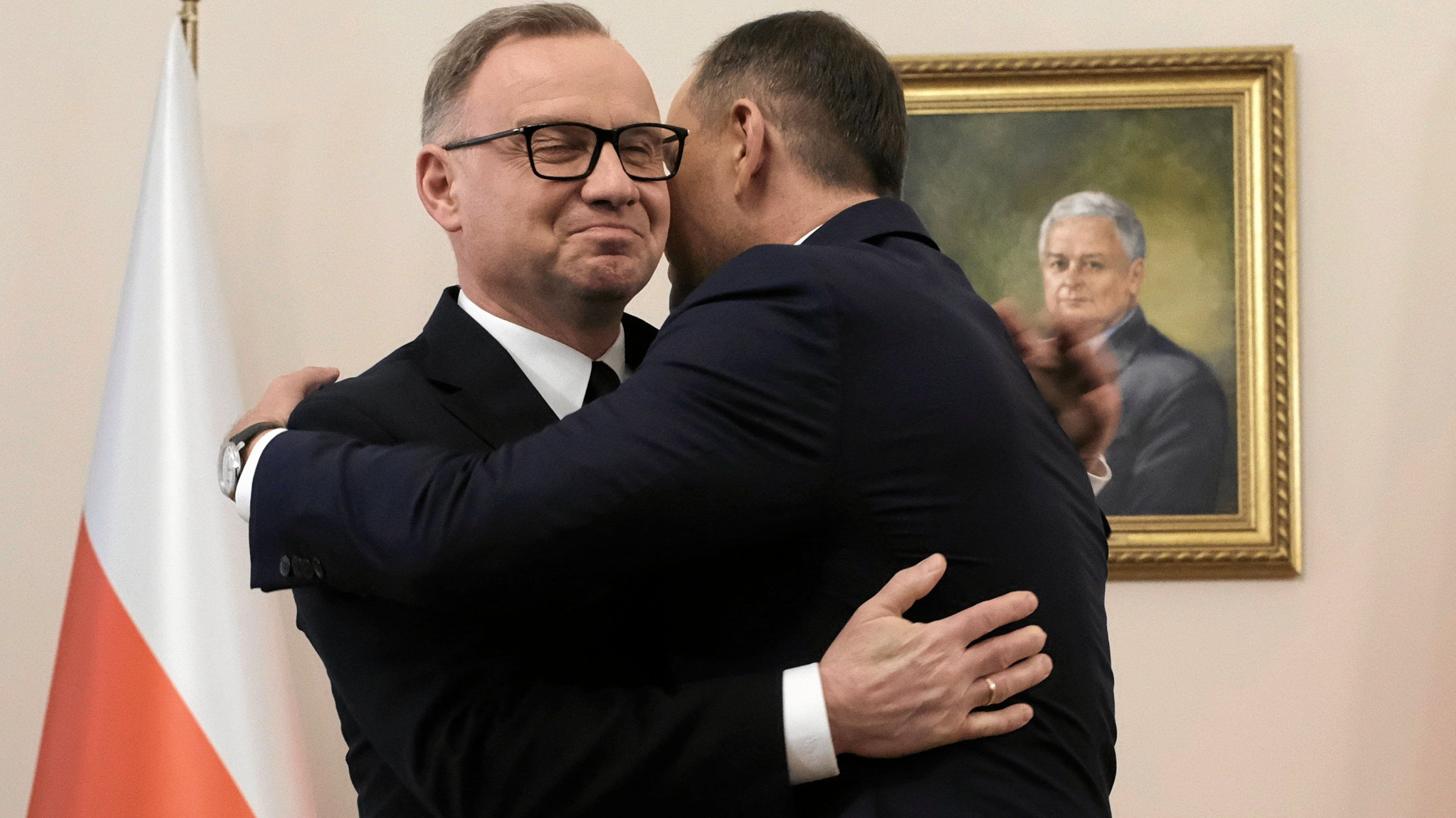03.06.2025 Warszawa , Krakowskie Przedmiescie , Palac Prezydencki . Prezydent RP Andrzej Duda i Prezydent Elekt Karol Nawrocki podczas pierwszego spotkania po wyborach prezydenckich .
Fot. Slawomir Kaminski / Agencja Wyborcza.pl