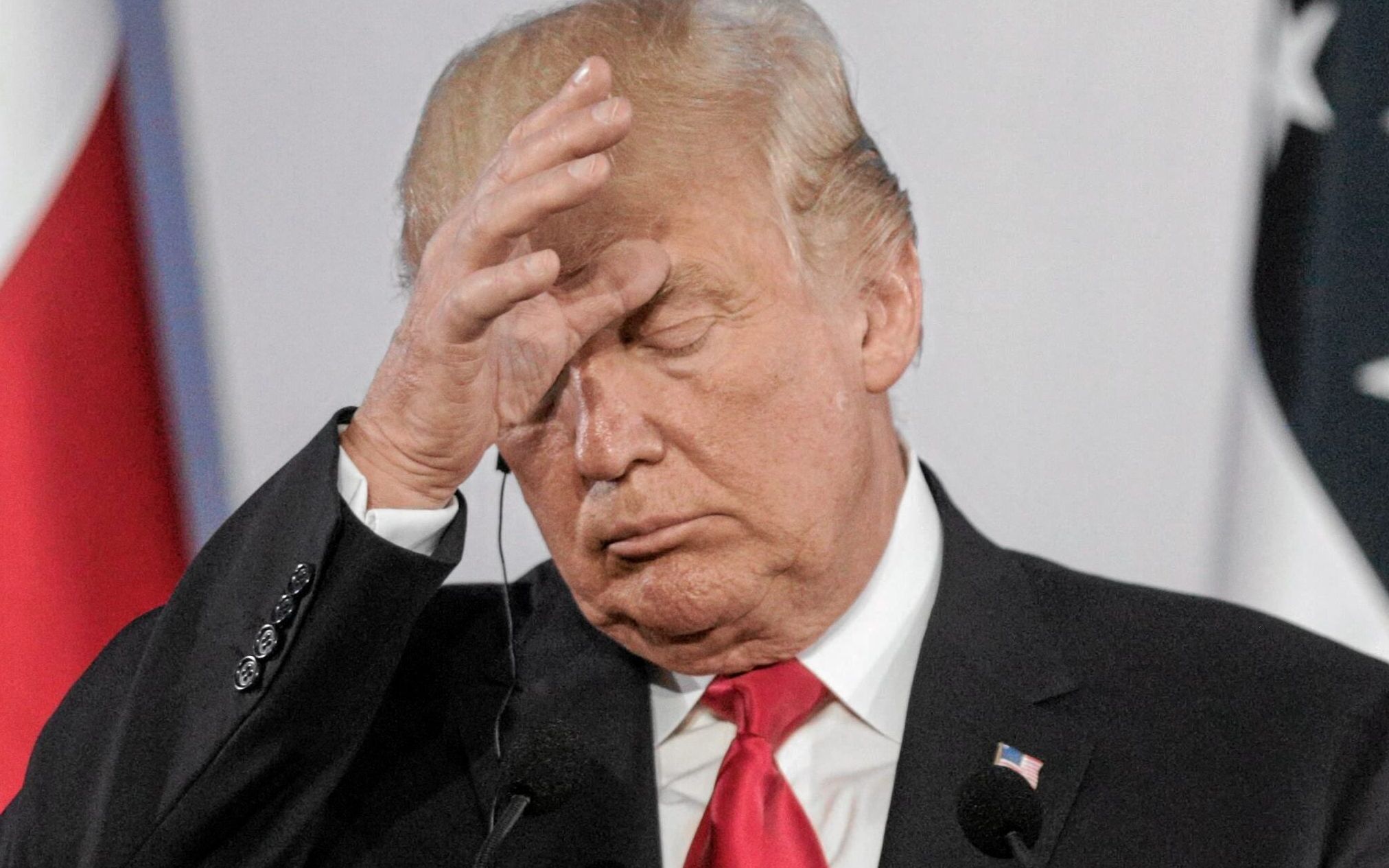 06.07.2017 Warszawa , Plac Zamkowy . Szczyt inicjatywy Trojmorza . Prezydent USA Donald Trump podczas wspolnej konferencji prasowej z prezydentem RP Andrzejem Duda, po spotkaniu politykow
Fot. Adam Stepien / Agencja Gazeta