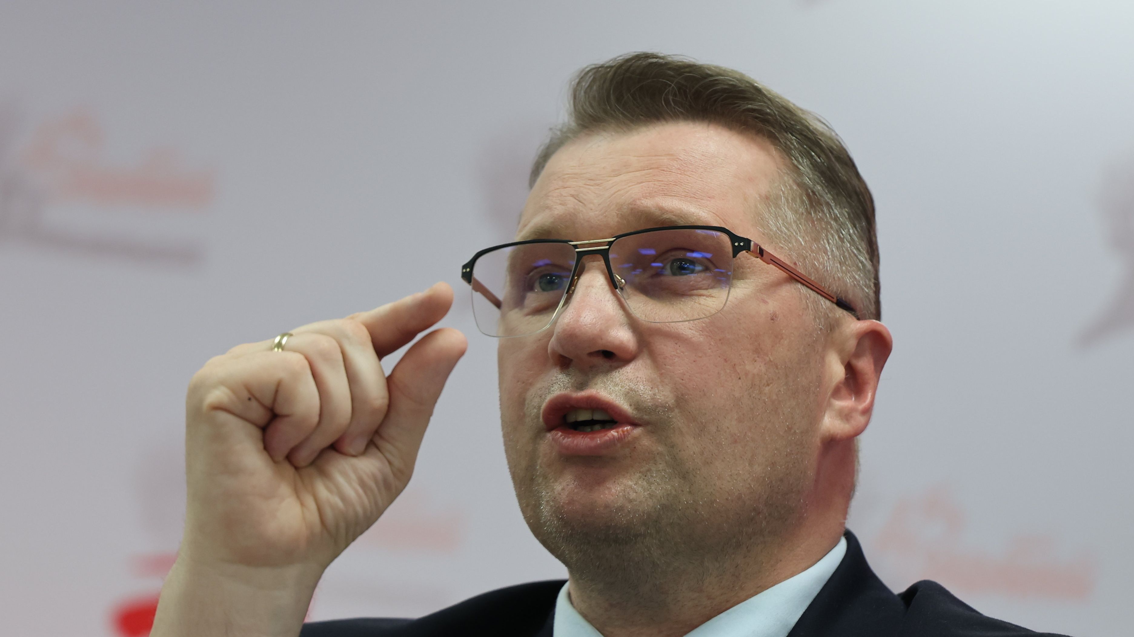 17.03.2026 Warszawa , ul. Wolska 48 / ul. Skierniewicka 36. Biuro NSZZ Solidarnosc , Region Mazowsze . Wiceprezes PiS Przemyslaw Czarnek podczas wydarzenia "Nie dla ETS" . 
Fot . Robert Kowalewski / Agencja Wyborcza.pl