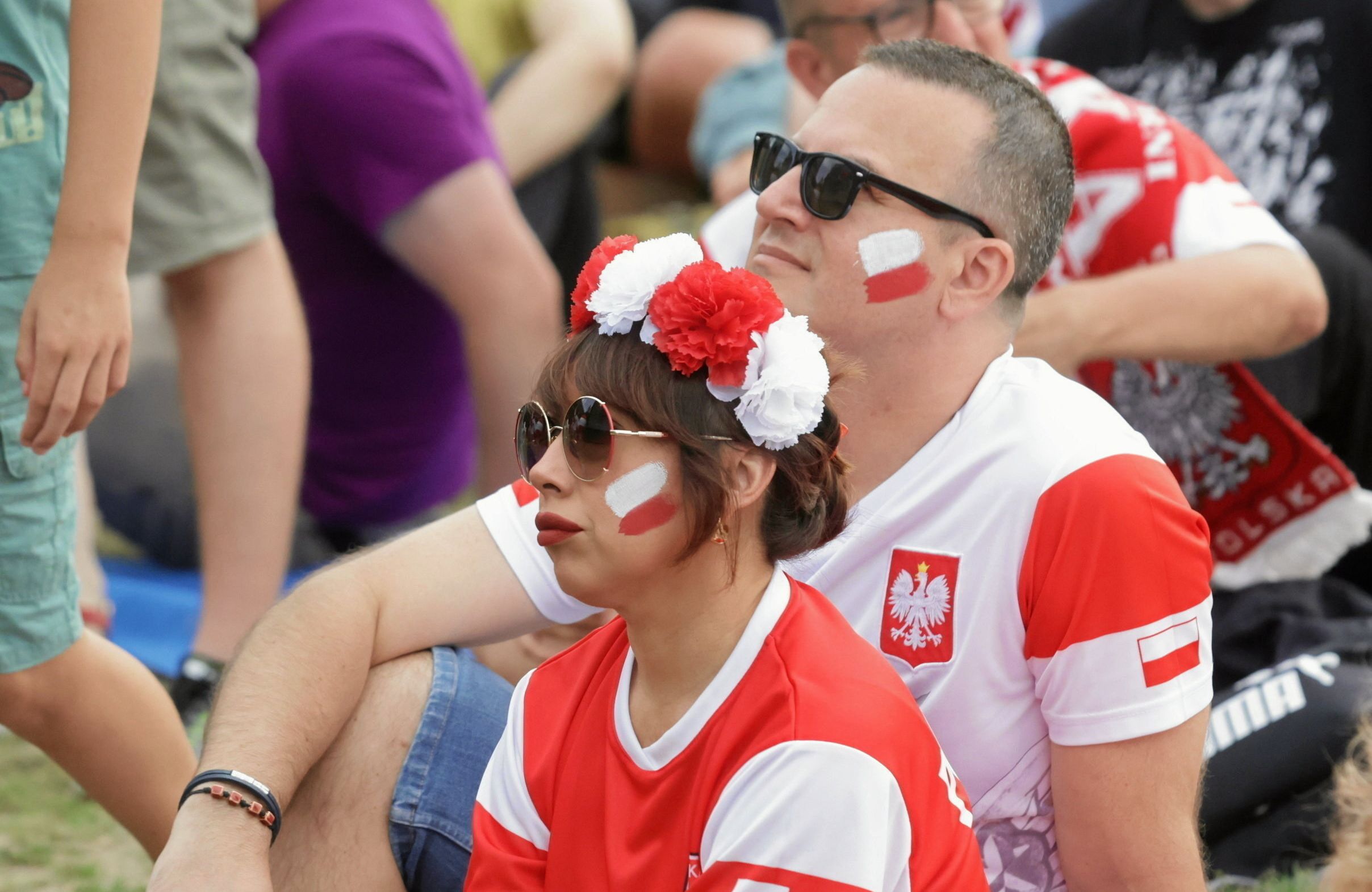 Kibice podczas meczu Polska - Austria w strefie kibica