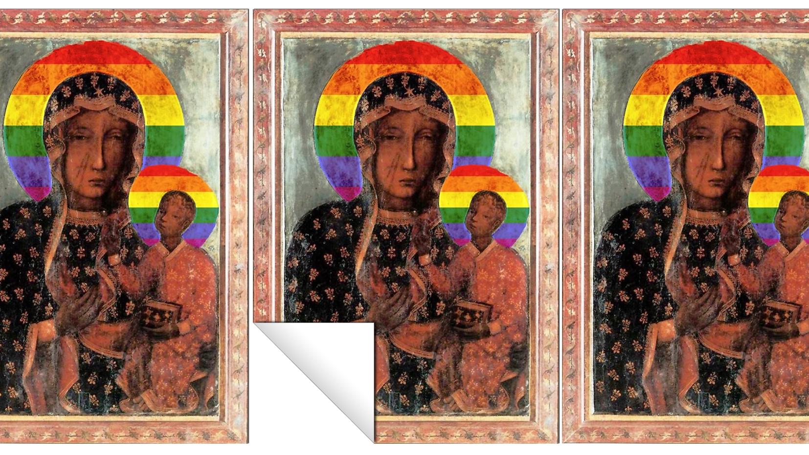 Matka Boska z tęczową aureolą, tzw. tęczowe maryjki
