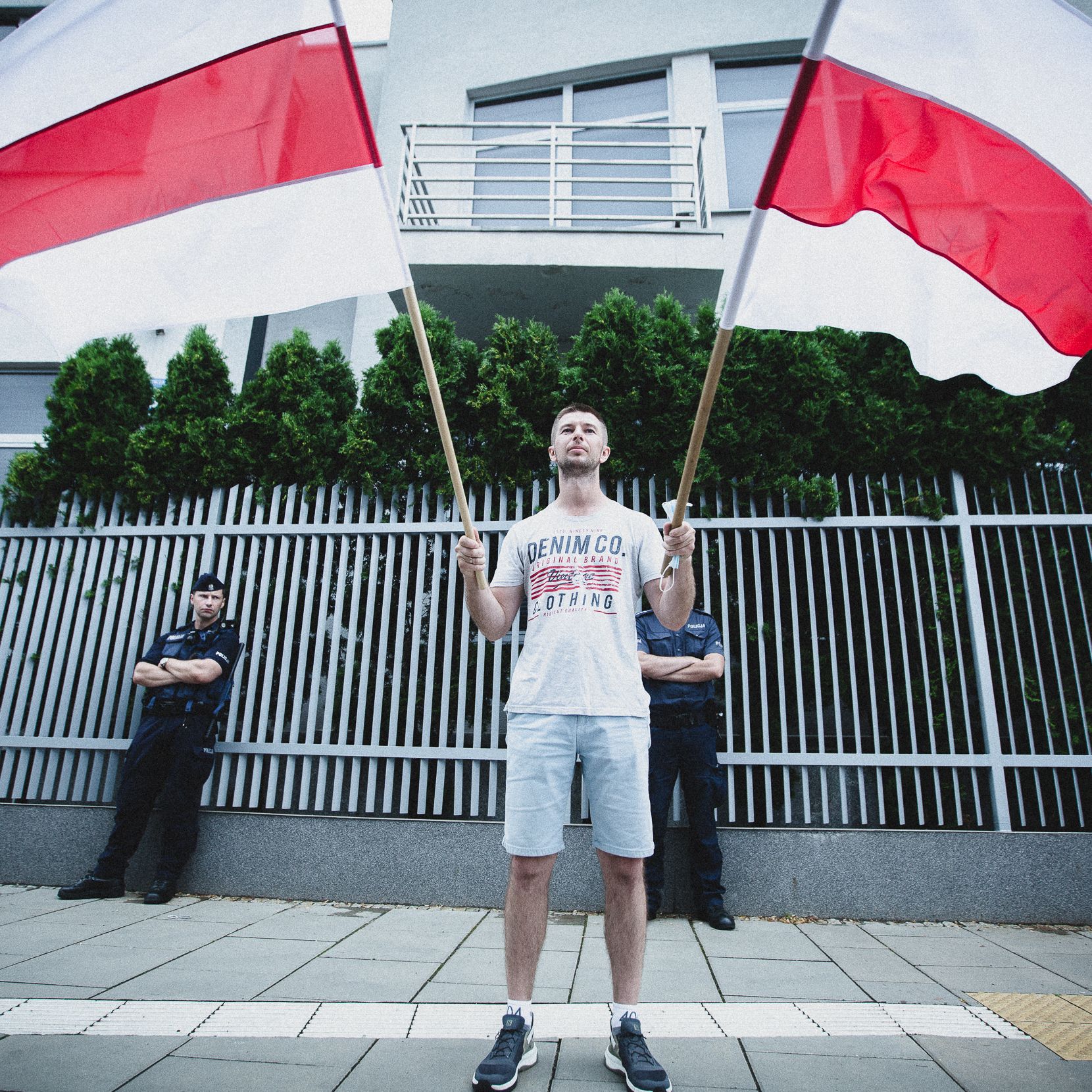 Warszawa, 27.07.2021. Akcja solidarnościowa z Bialorusią