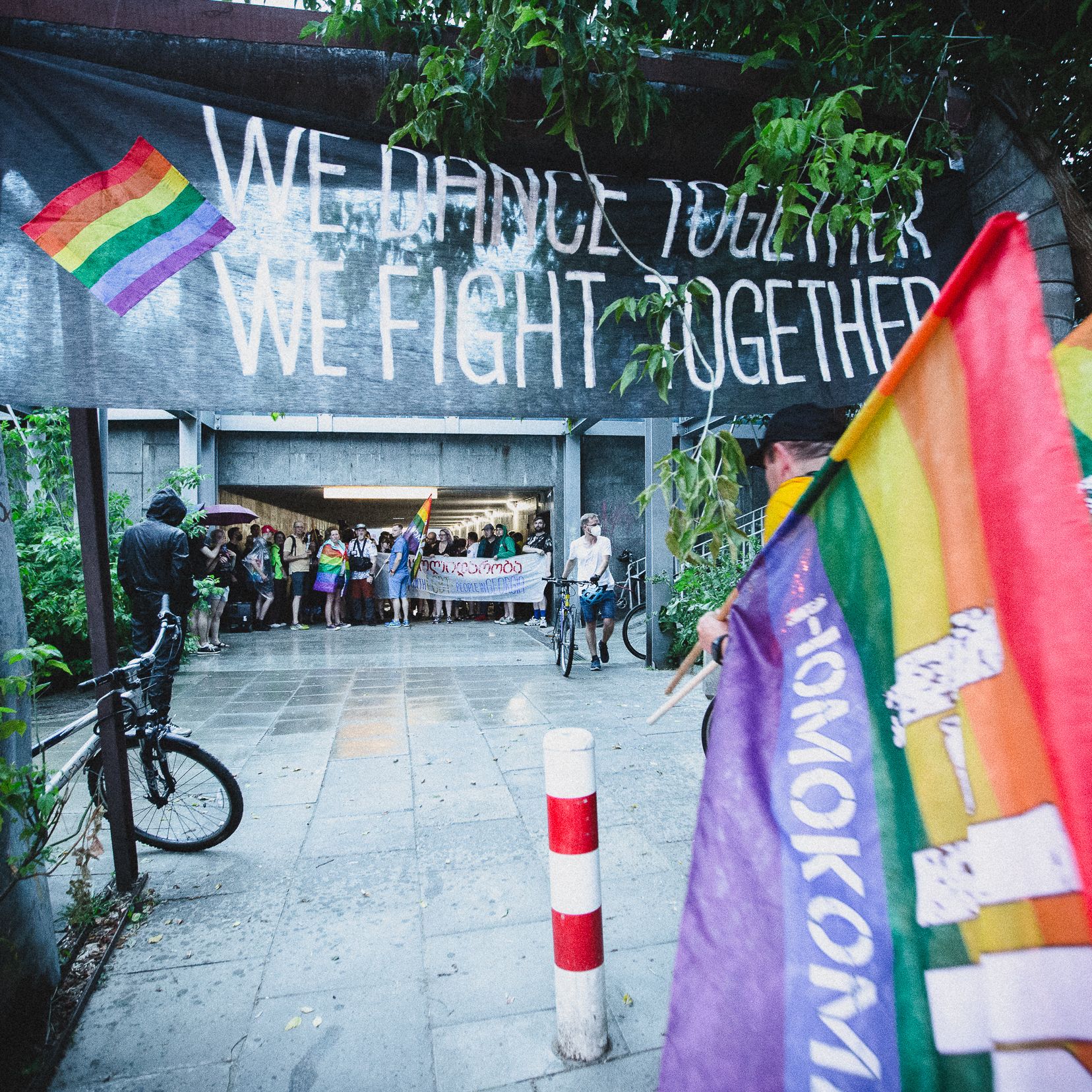 Warszawa, 08.07.2021. Solidarność z osobami LGBT w Gruzji - demonstracja