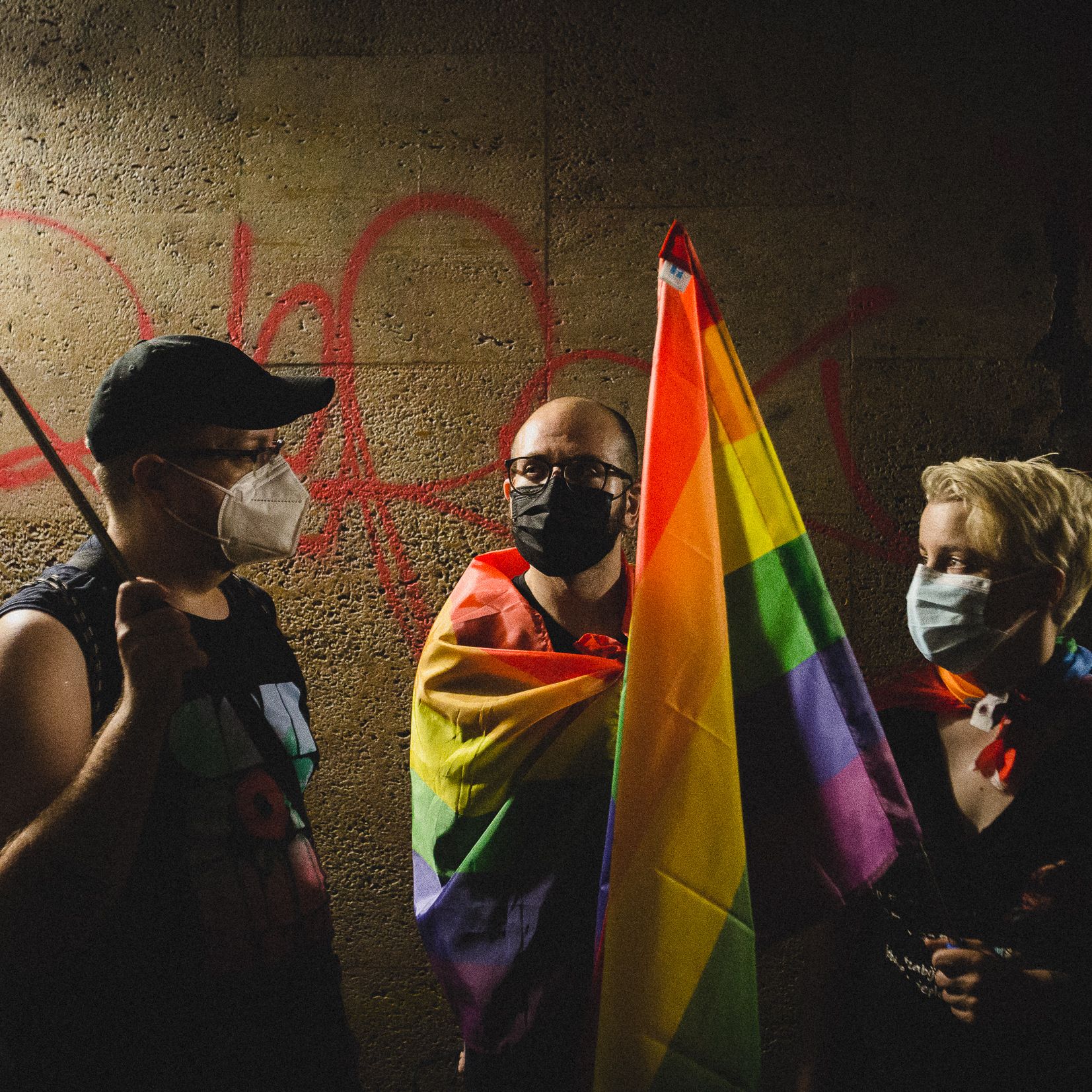 Warszawa, 08.07.2021. Solidarność z osobami LGBT w Gruzji - demonstracja