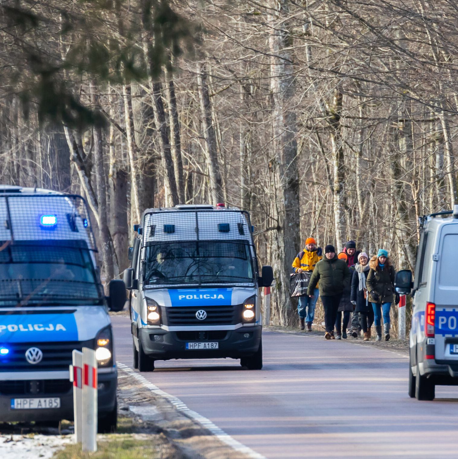 Białowieża 29.01.2022. Protest przeciw budowie muru na granicy