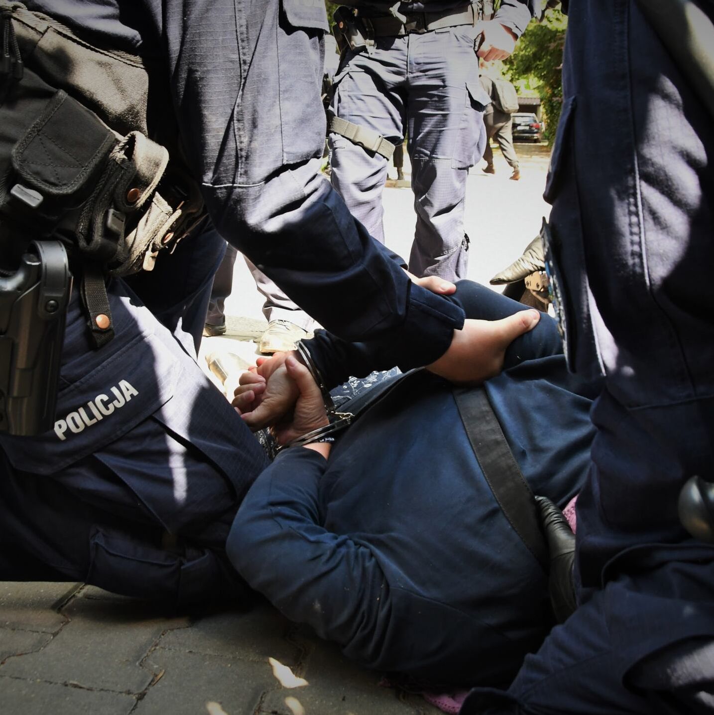 Warszawa, 15.05.2021. Protest pod ambasadą Izraela. Uczestnicy wyrażają solidarność z Palestyńczykami i sprzeciwiają się działaniom Izraela w Strefie Gazy