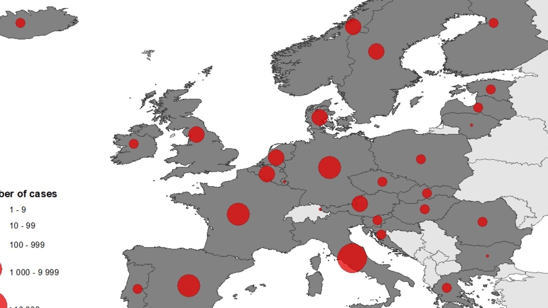 Mapa zakażeń koronawirusem - Europa