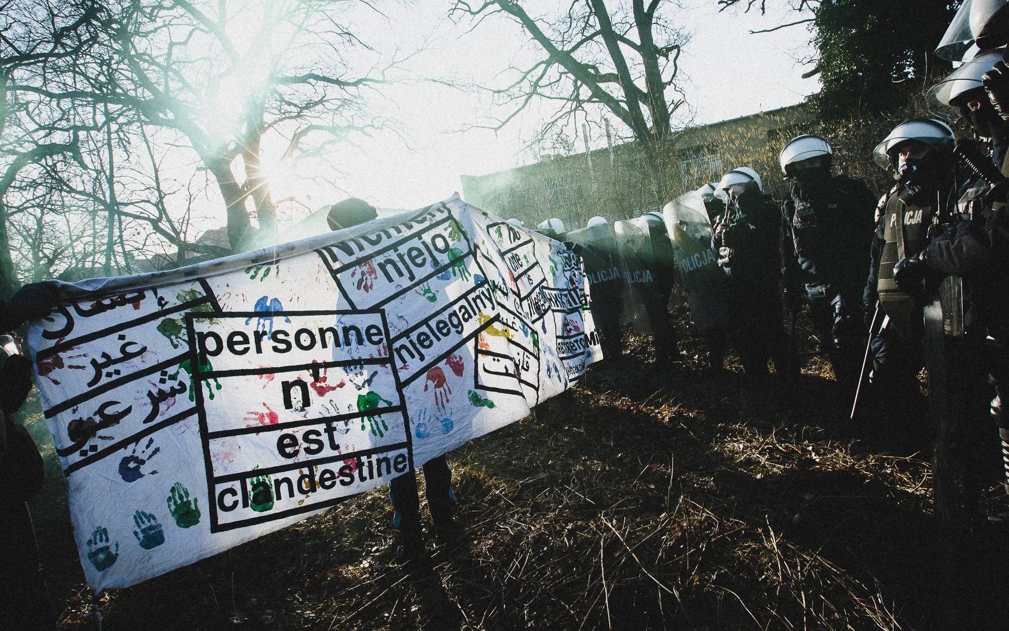 Krosno Odrzańskie, 12.02.2022. Protest pod SG w Krośnie Odrzańskim