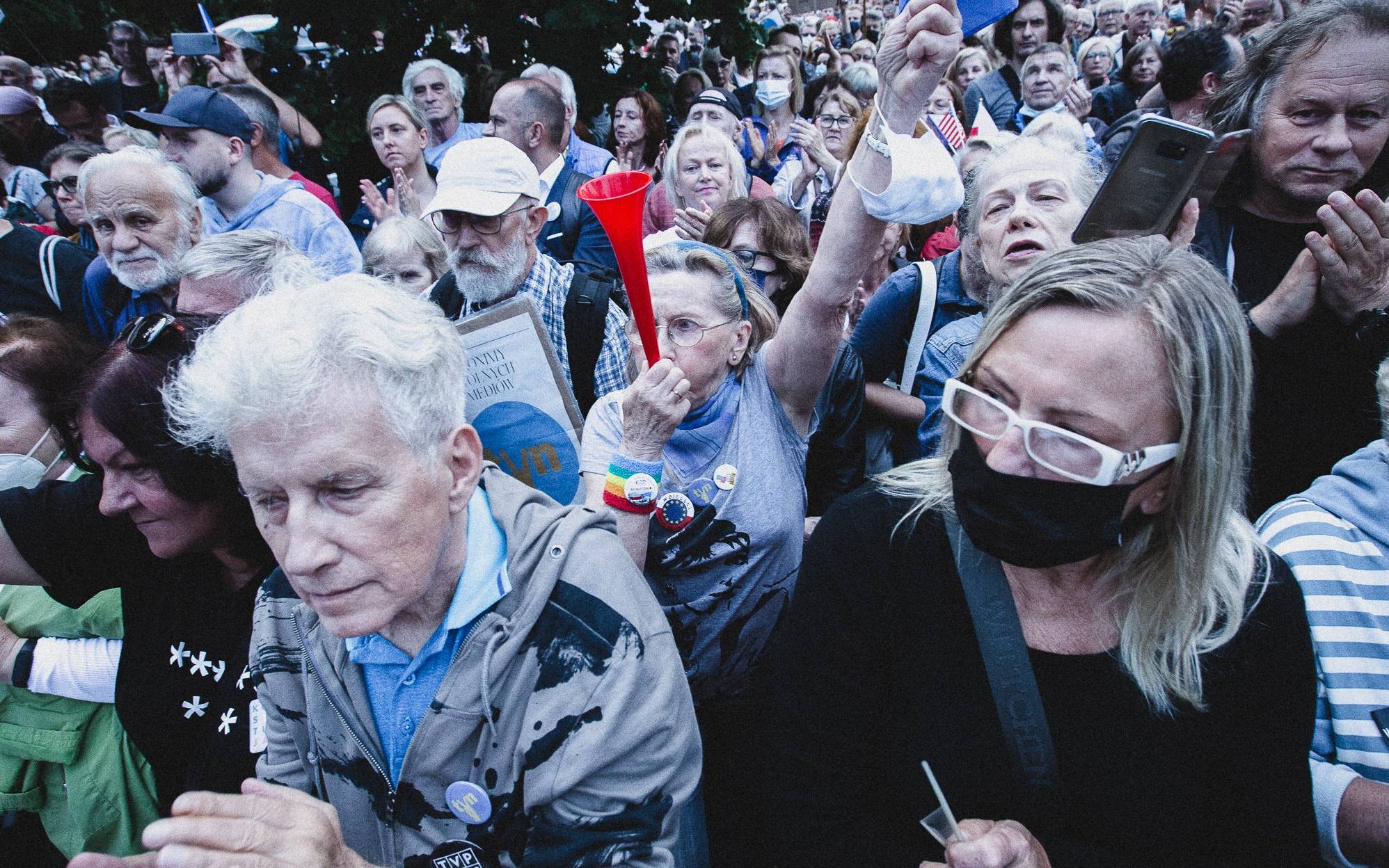 Warszawa, 10.08.2021. Protest przeciw lex TVN pod Sejmem
