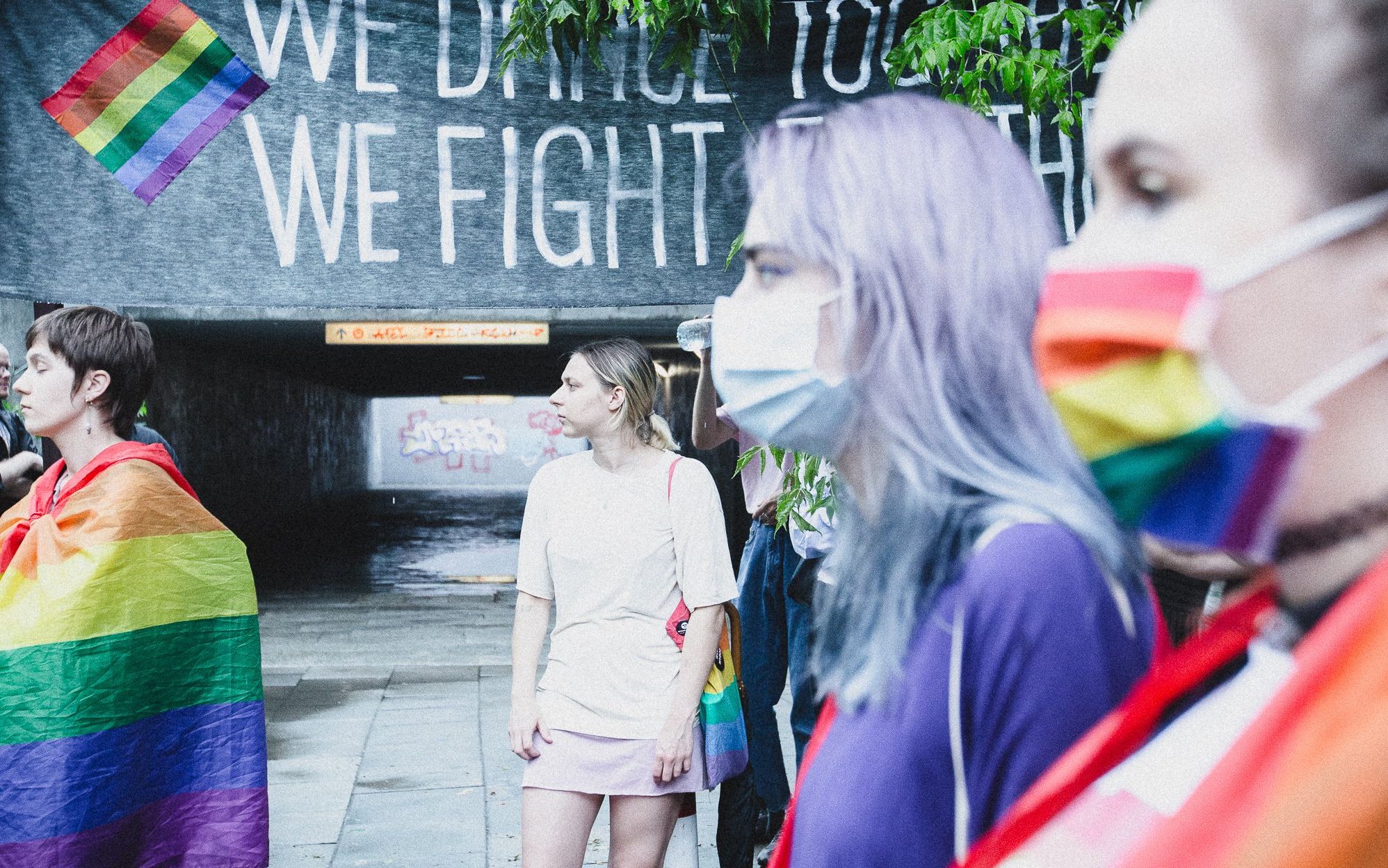 Warszawa, 08.07.2021. Solidarność z osobami LGBT w Gruzji - demonstracja