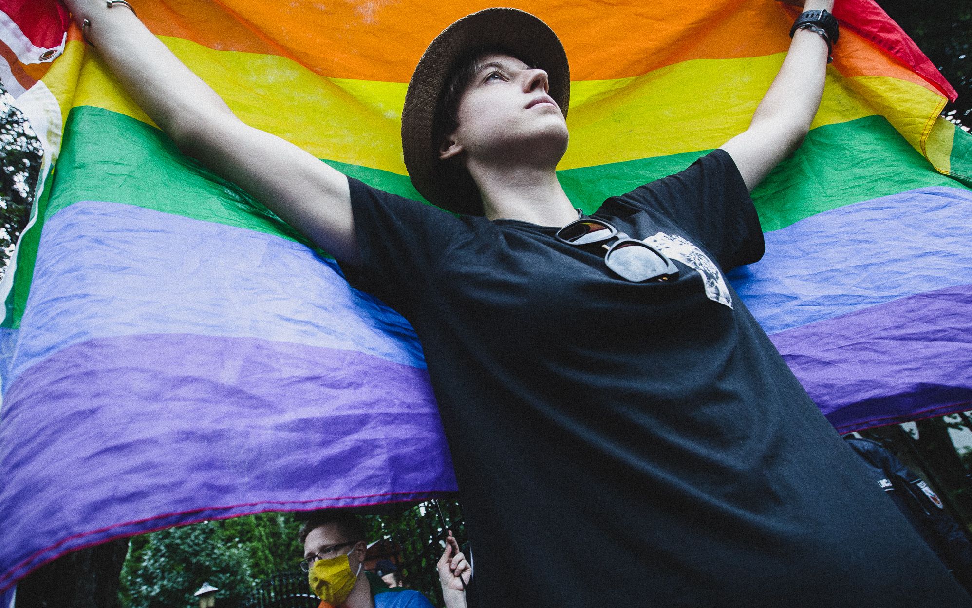Warszawa, 08.07.2021. Solidarność z osobami LGBT w Gruzji - demonstracja