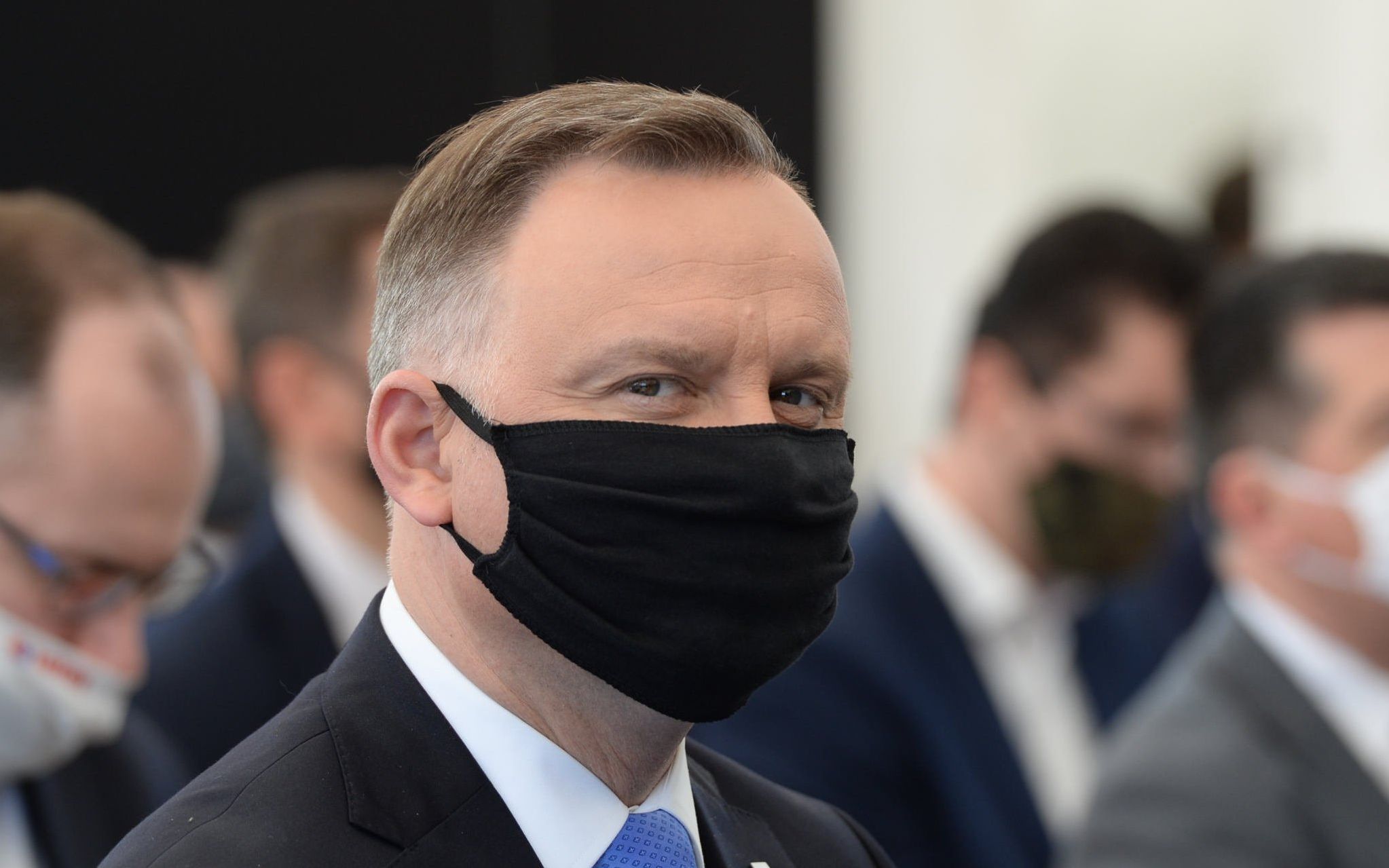 01.06.2020 Police , Zaklady Chemiczne Police . Prezydent RP Andrzej Duda podczas konferencji prasowej na temat osiagniecia kolejnego etapu projektu " Polimery Police " .
Fot. Krzysztof Hadrian / Agencja Gazeta