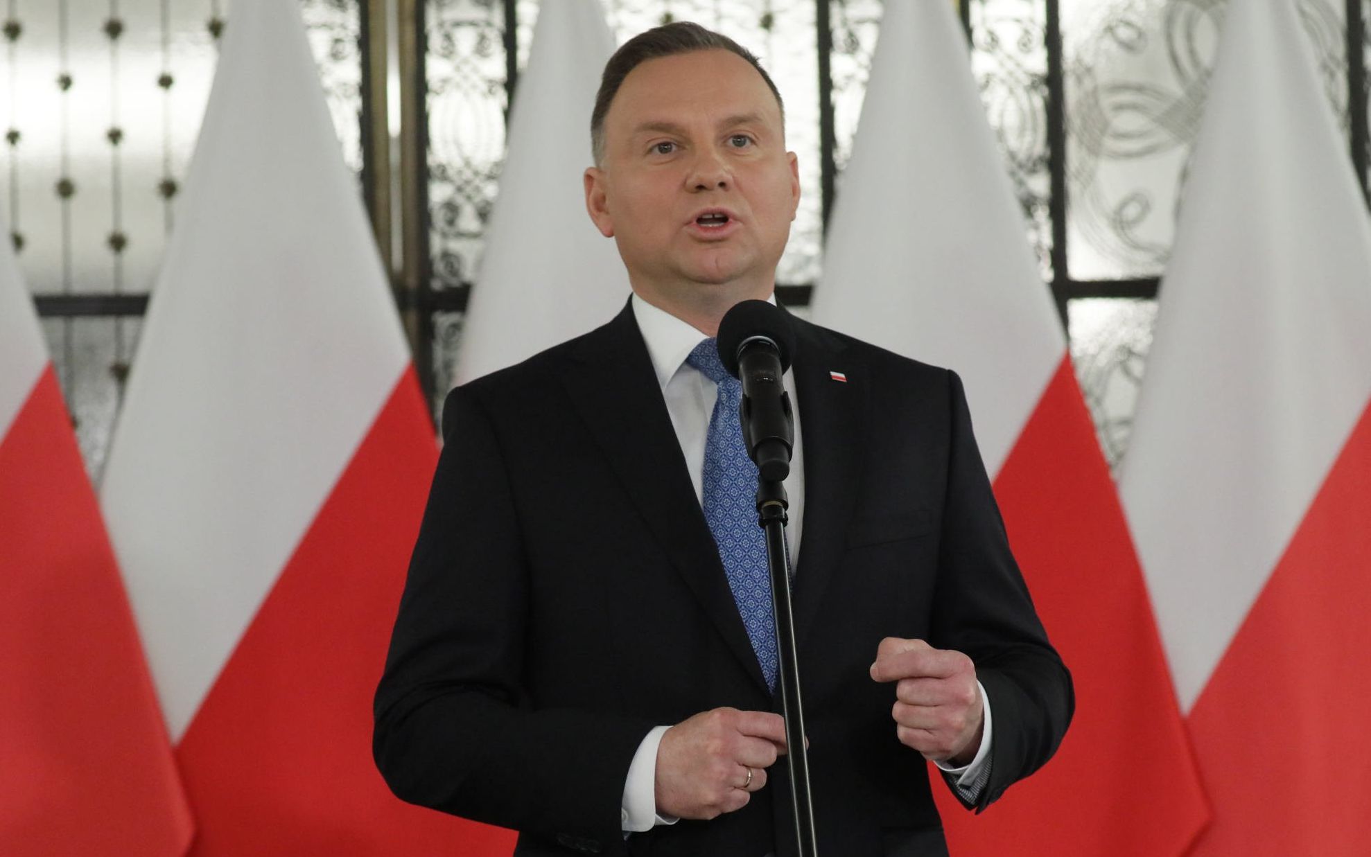 04.06.2020 Warszawa , ulica Wiejska . Sejm . Czwarty dzien 12 posiedzenia Sejmu IX kadencji . Prezydent Andrzej Duda podczas konferencji prasowej .
Fot. Slawomir Kaminski / Agencja Gazeta