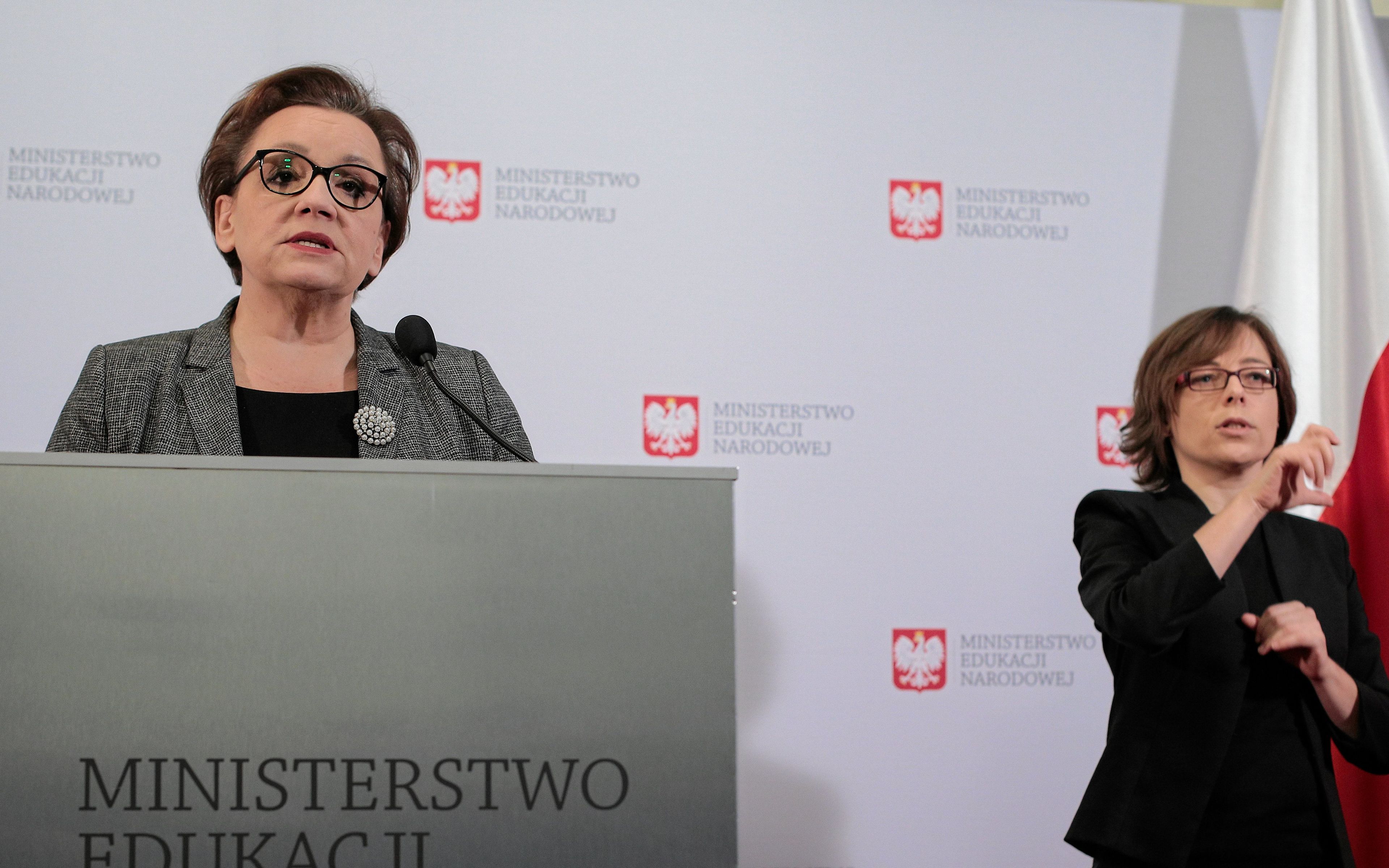 29.11.2018 Warszawa , aleja Szucha 25 . Ministerstwo Edukacji Narodowej . Minister edukacji narodowej Anna Zalewska podczas konferencji prasowej " Szkola w drugim roku wdrazania reformy edukacji " . 
Fot. Dawid Zuchowicz / Agencja Gazeta
