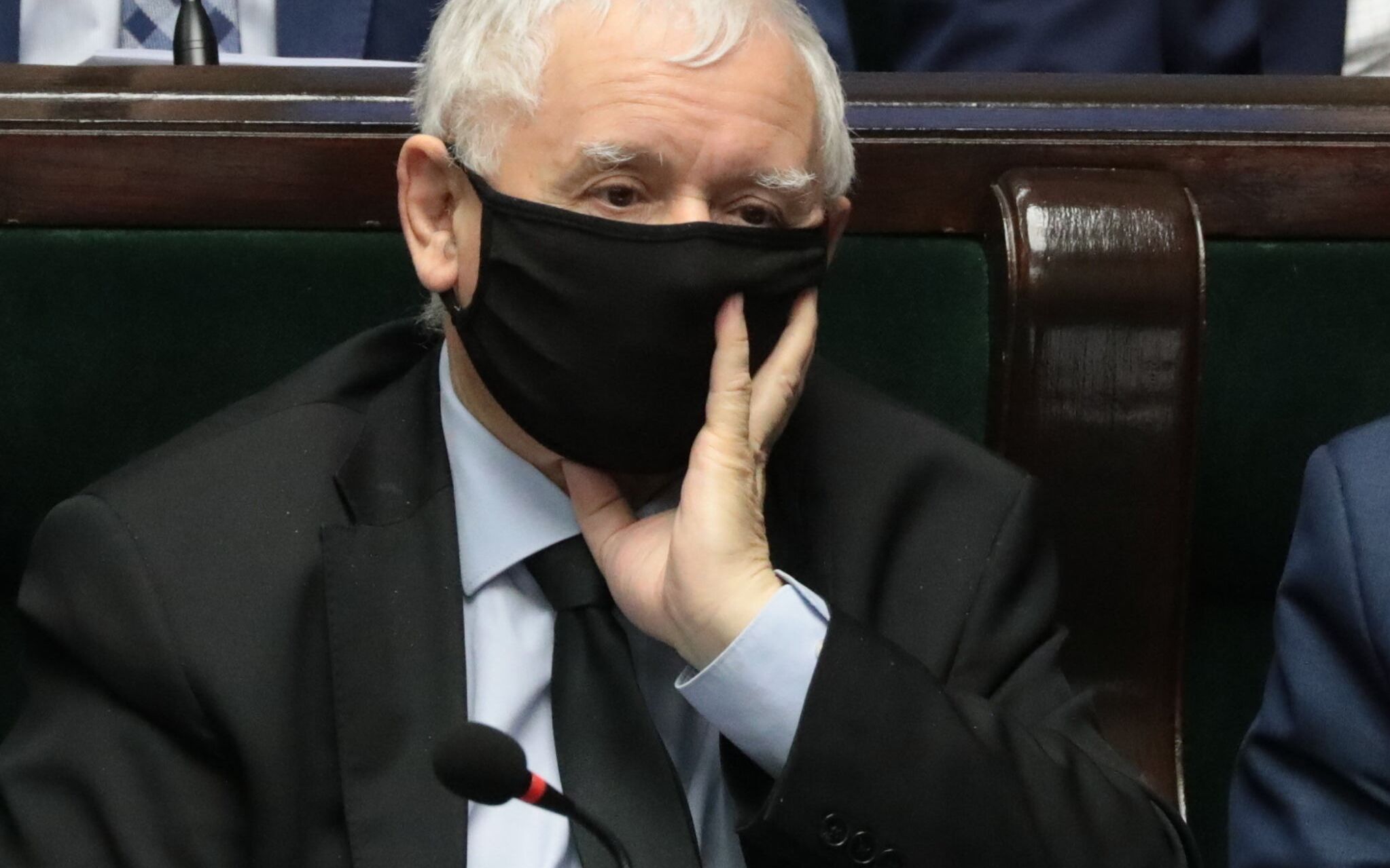 02.12.2021 Warszawa , ulica Wiejska . Sejm . 43 . posiedzenie Sejmu IX kadencji . Wicepremier, prezes PiS Jaroslaw Kaczynski podczas bloku glosowan .
Fot. Slawomir Kaminski / Agencja Wyborcza.pl