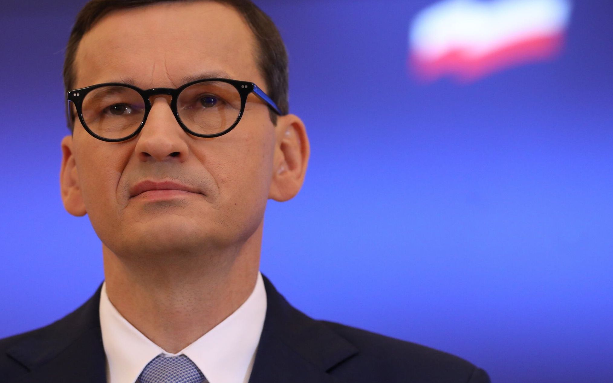 26.08.2021 Warszawa , al. Ujazdowskie 1/3 , KPRM . Premier Mateusz Morawiecki podczas konferencji prasowej podsumowujacej akcje ewakuacyjna zorganizowana dla Polakow i wspolpracownikow Polakow z Afganistanu .
Fot. Maciek Jazwiecki / Agencja Gazeta
