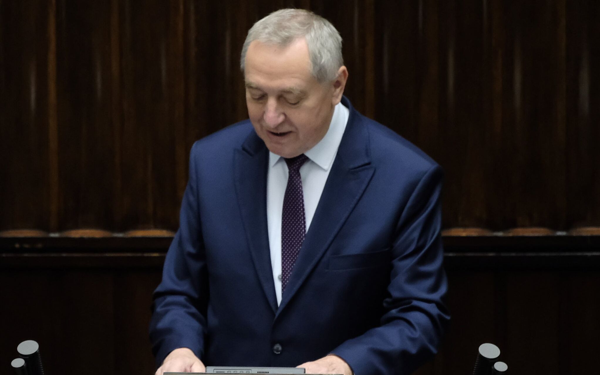 14.10.2021 Warszawa , ulica Wiejska . Sejm . 39 . posiedzenie Sejmu IX kadencji . Posel Henryk Kowalczyk podczas pierwszego czytania rzadowego projektu ustawy budzetowej na rok 2022 .
Fot. Slawomir Kaminski / Agencja Wyborcza.pl