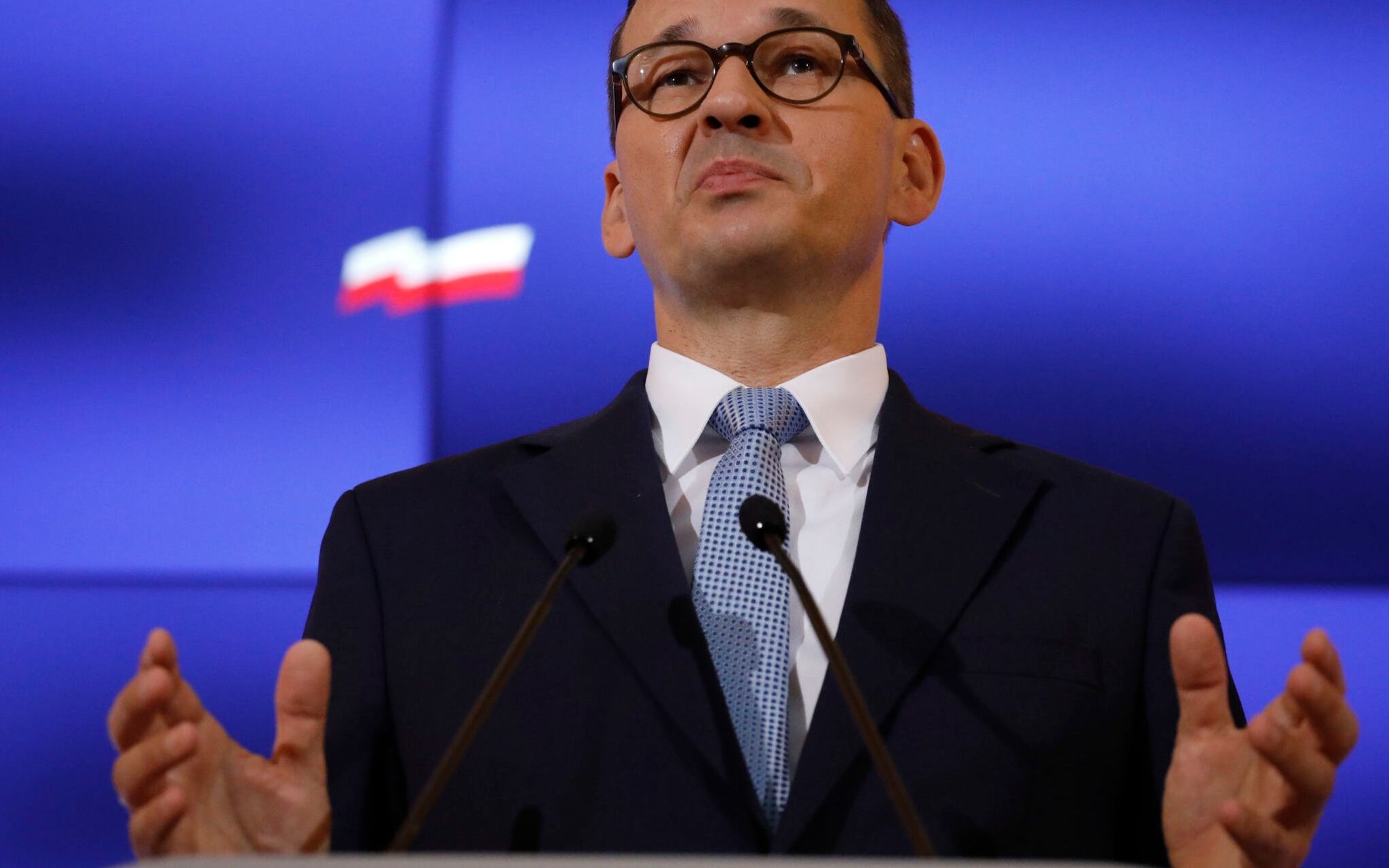 20.08.2020 Warszawa , ul. Ujazdowskie 1/3 , KPRM , sala im. T. Mazowieckiego . Premier Mateusz Morawiecki podczas konferencji prasowej .
Fot. Maciek Jazwiecki / Agencja Gazeta