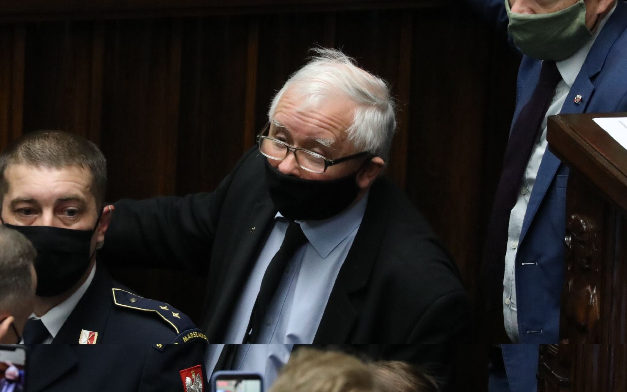 26.10.2020 Warszawa . Sejm . Prezes Jaroslaw Kaczynski podczas protestu poslanek Koalicji Obywatelskiej przeciwko wyrokowi Trybunalu Konstytucyjnego zaostrzajacemu ustawe aborcyjna .
Fot. Slawomir Kaminski / Agencja Gazeta