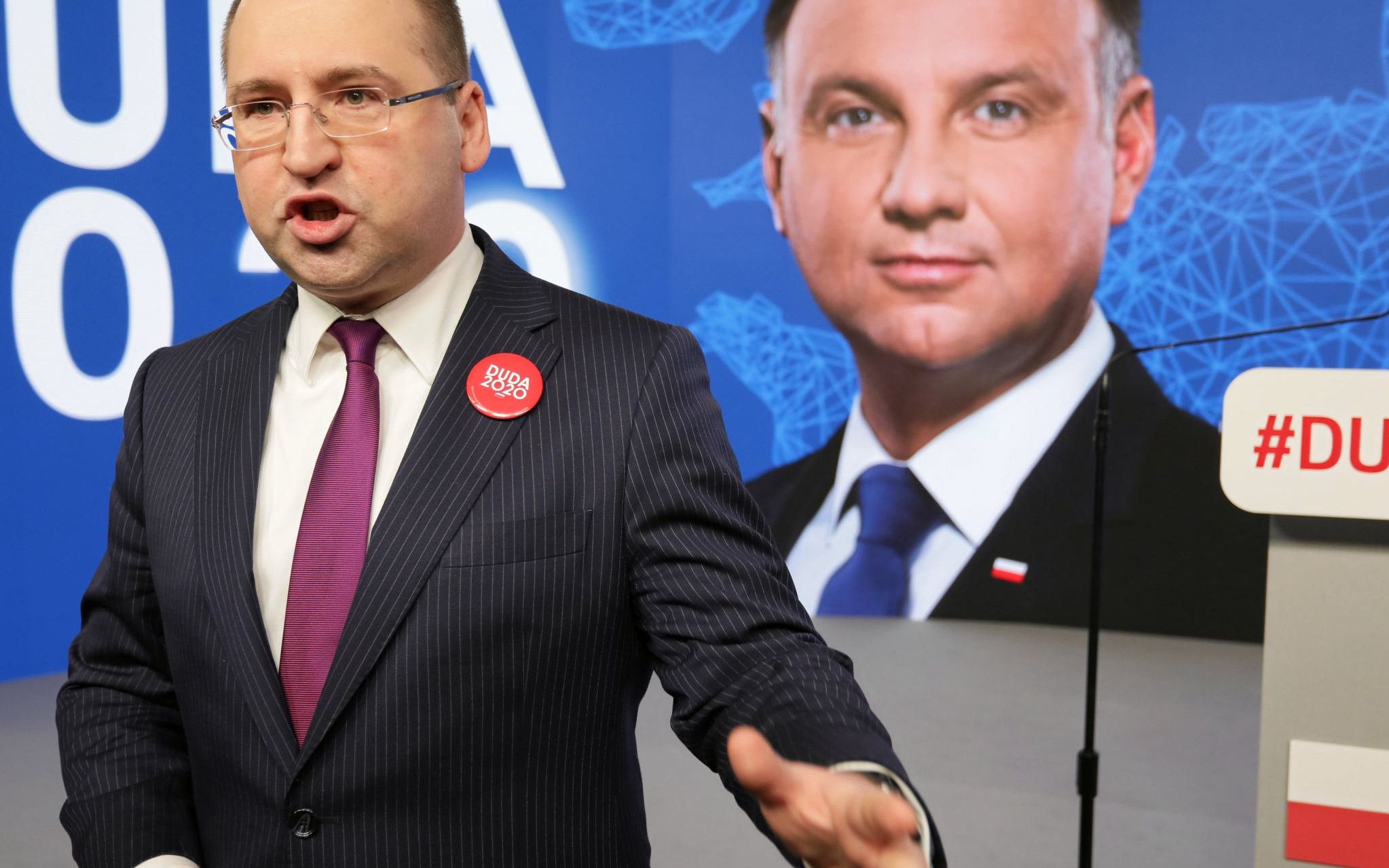 19.02.2020  Warszawa , ul Wierzbowa 11 . Rzecznik sztabu wyboczego prezydenta Andrzeja Dudy Adam Bielan podczas prezentacji skladu sztabu wyborczego .
Fot. Slawomir Kaminski / Agencja Gazeta