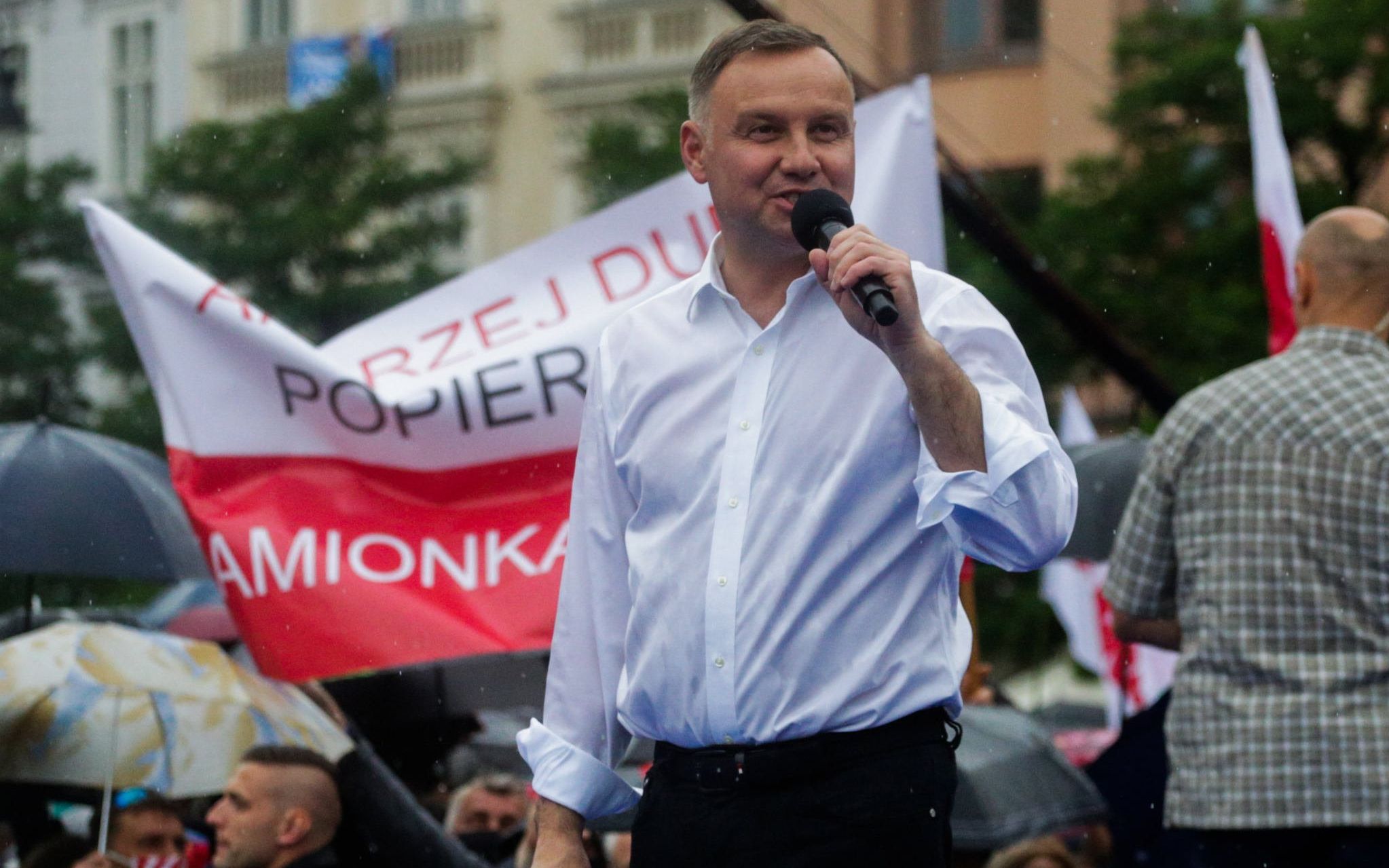 21.06.2020 Krakow , Rynek Glowny . Prezydent RP Andrzej Duda podczas wiecu wyborczego .
Fot. Adrianna Bochenek / Agencja Gazeta