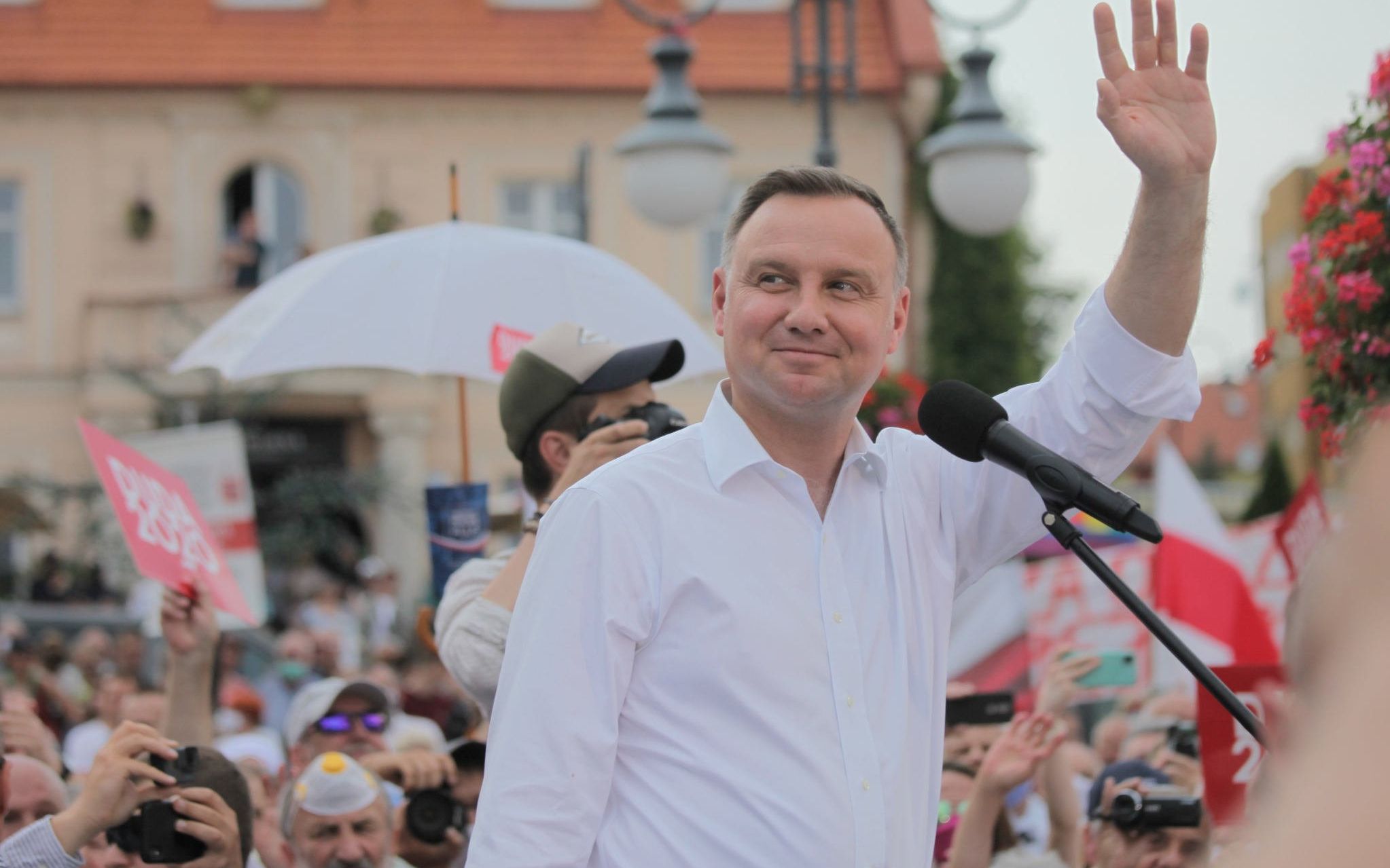 12.06.2020 Trzebnica . Prezydent Andrzej Duda podczas spotkania z mieszkancami w ramach kampanii wyborczej .
Fot . Krzysztof Cwik / Agencja Gazeta
