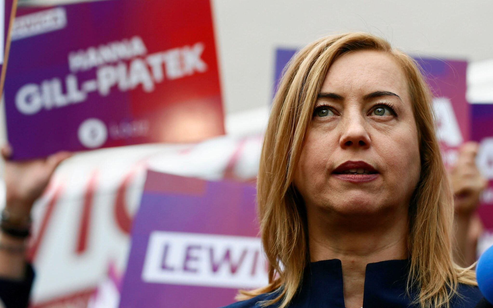 13.09.2019 Lodz , ulica Piotrkowska . Hanna Gill - Piatek podczas konferencji prasowej Lewicy .
Fot. Marcin Stepien / Agencja Gazeta