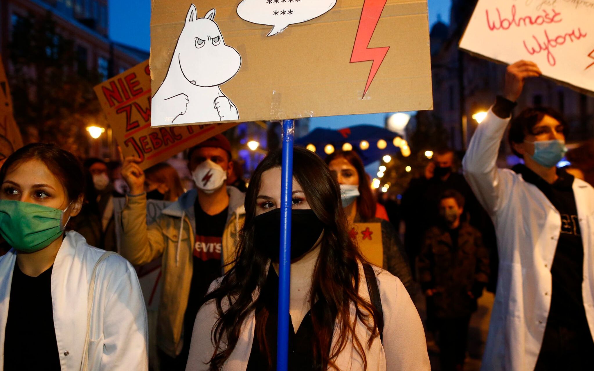 28.10.2020 Lodz . Protest studentow Uniwersytetu Medycznego w zwiazku z zaostrzeniem prawa aborcyjnego .
Fot. Marcin Stepien / Agencja Gazeta