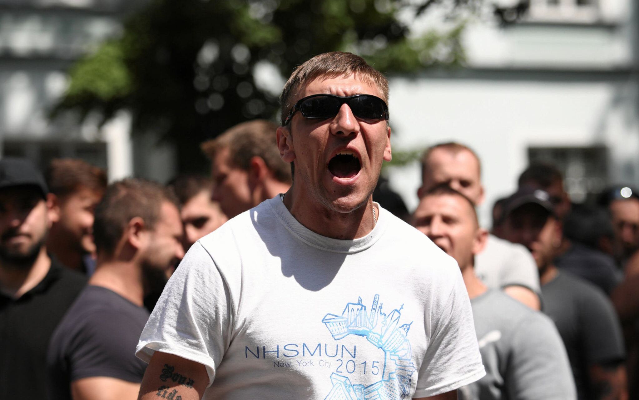 15.07.2019 Jaworzno . Siedziba Tauron Wydobycie , ul . Grunwaldzka . Protest gornikow pod siedziba Tauron .

Fot. Jakub Wlodek / Agencja Gazeta