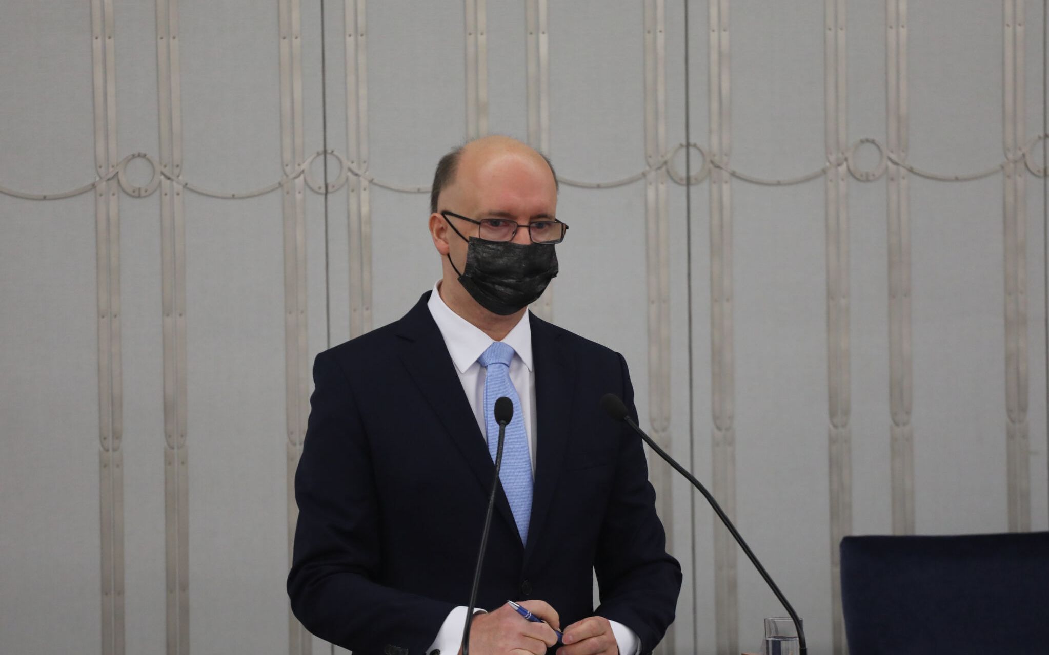 18.02.2021 Warszawa , Senat . 21 Posiedzenie Senatu X Kadencji . Powolonany przez Sejm na RPO Piotr Wawrzyk odpowiada na pytania .
Fot. Slawomir Kaminski / Agencja Gazeta