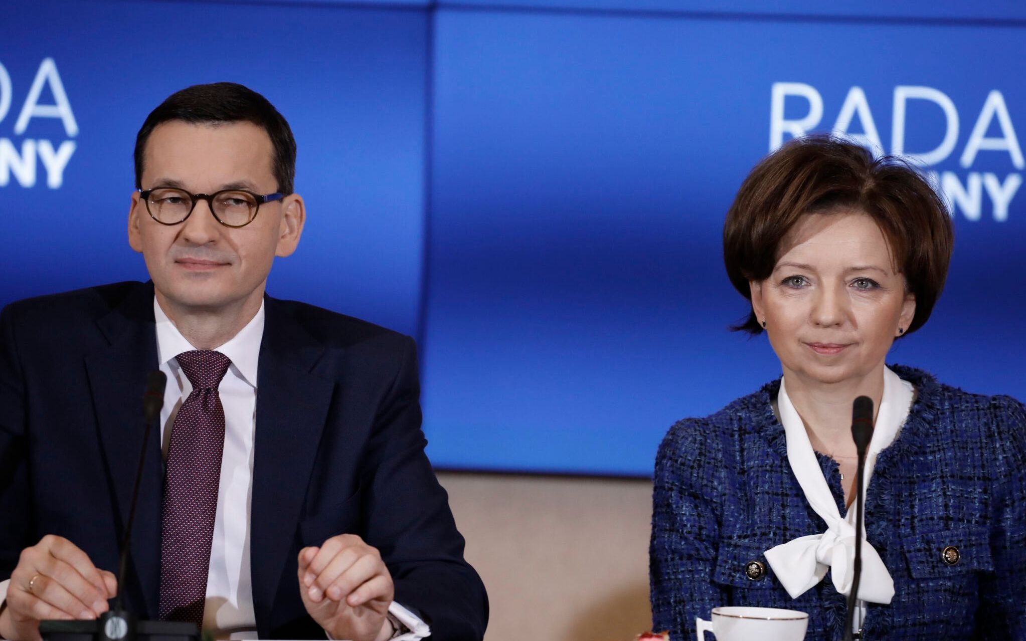 16.12.2019 Warszawa , aleje Ujazdowskie 1/3 , KPRM . Premier Mateusz Morawiecki i minister rodziny Marlena Malag podczas posiedzenia Rady Rodziny .
Fot. Maciek Jazwiecki / Agencja Gazeta