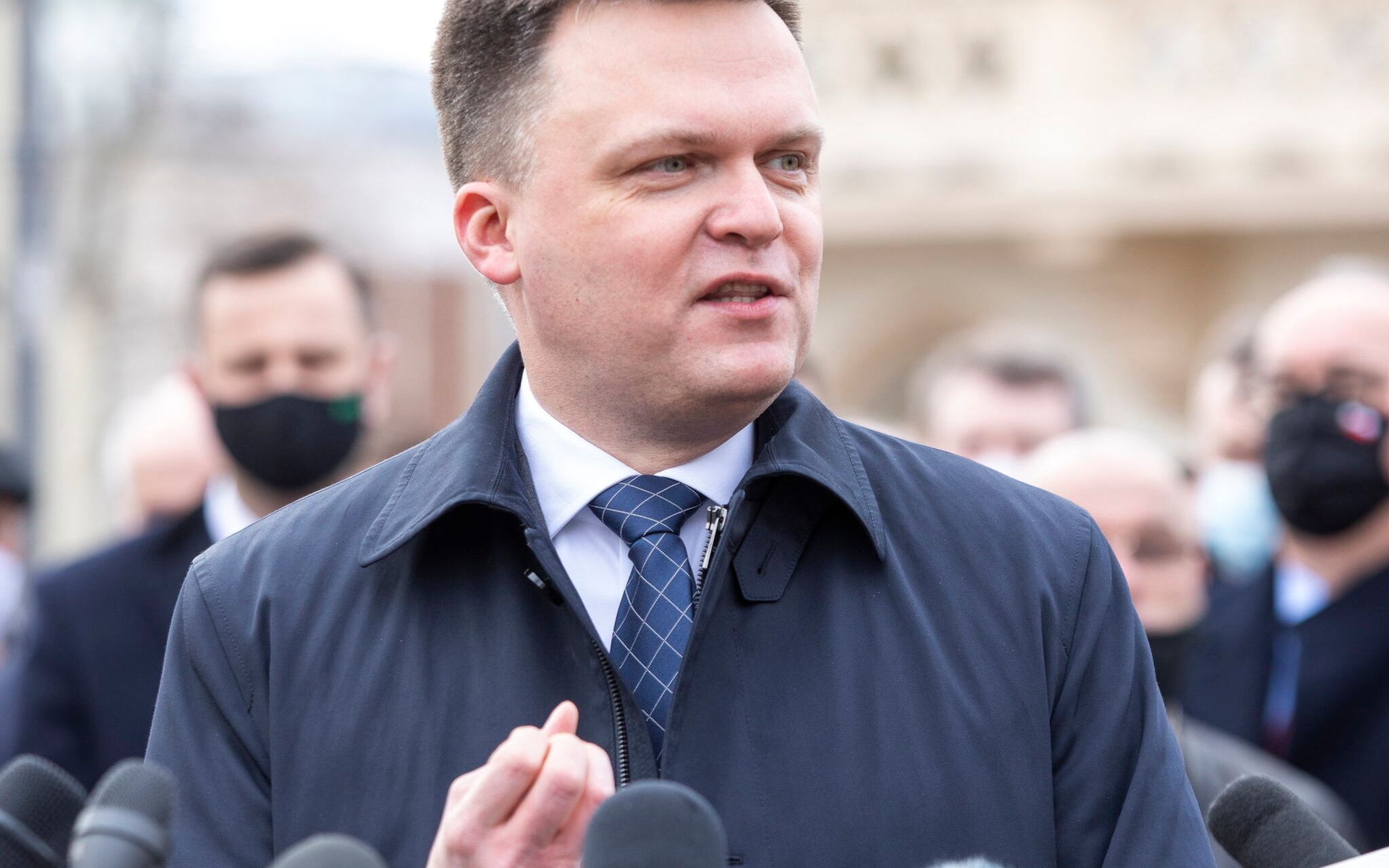 15.03.2019 Rzeszow . Lider Ruchu Polska 2050 Szymon HoLownia podczas konferencji prasowej , na ktorej zaprezentowano wspolnego kandydata opozycji na Prezydenta Miasta Rzeszowa .
Fot. Grzegorz Bukala / Agencja Gazeta