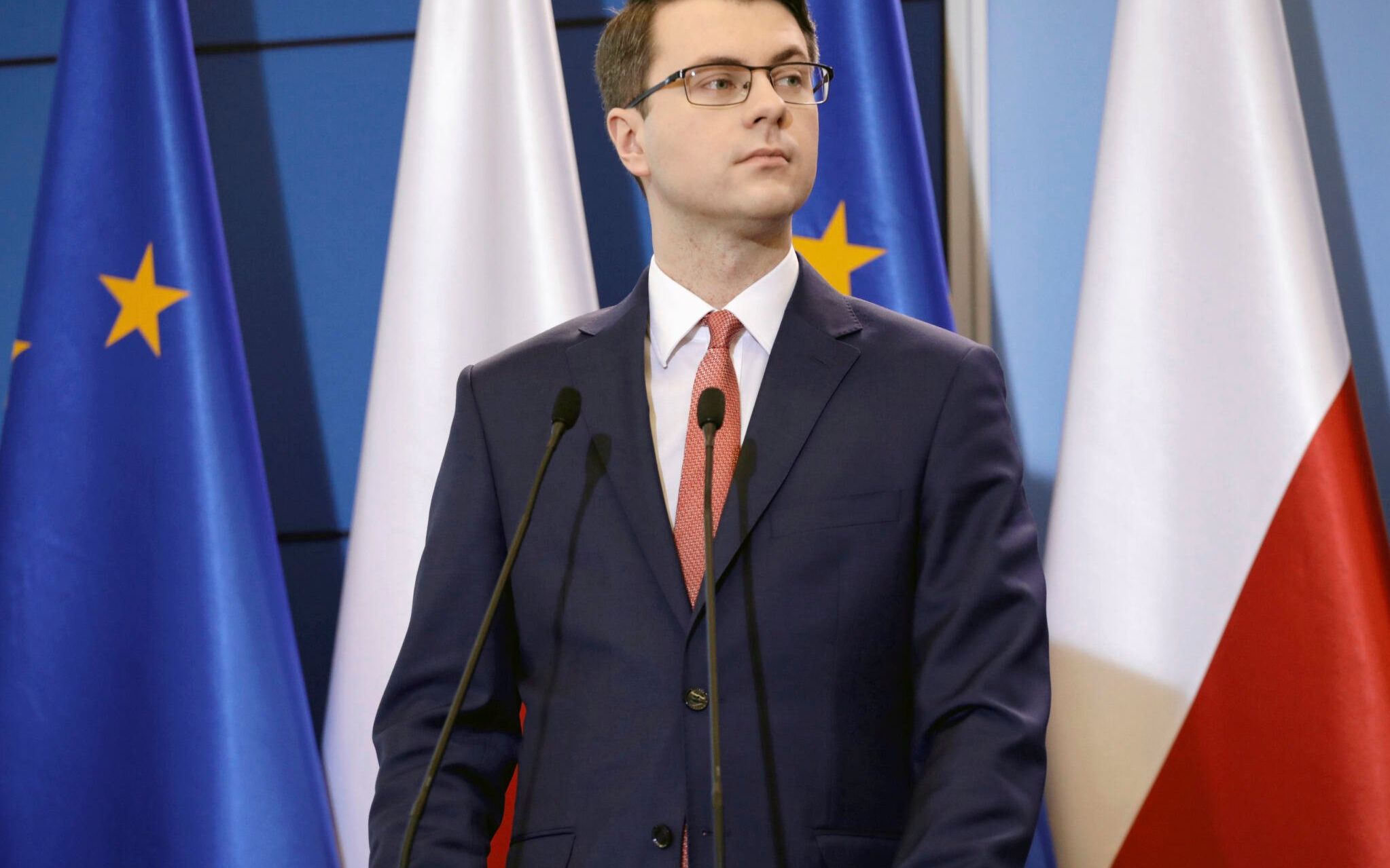 16.12.2019 Warszawa , aleje Ujazdowskie 1/3 , KPRM . Rzecznik rzadu Piotr Muller podczas konferencji prasowej po posiedzeniu Rady Rodziny .
Fot. Maciek Jazwiecki / Agencja Gazeta