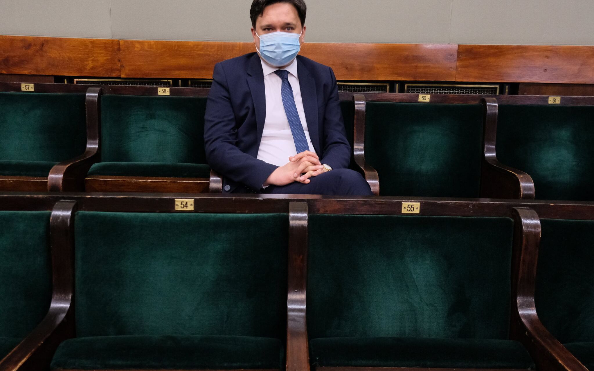 15.06.2021  Warszawa , ulica Wiejska . Sejm . 31 . posiedzenie Sejmu IX kadencji . Kandydat na urzad Rzecznika Praw Obywatelskich Marcin Wiacek podczas bloku glosowan , miedzy innymi nad wyborem rzeczniczka praw obywatelskich i dodatkami dla sluzby zdrowia .
Fot. Slawomir Kaminski / Agencja Gazeta