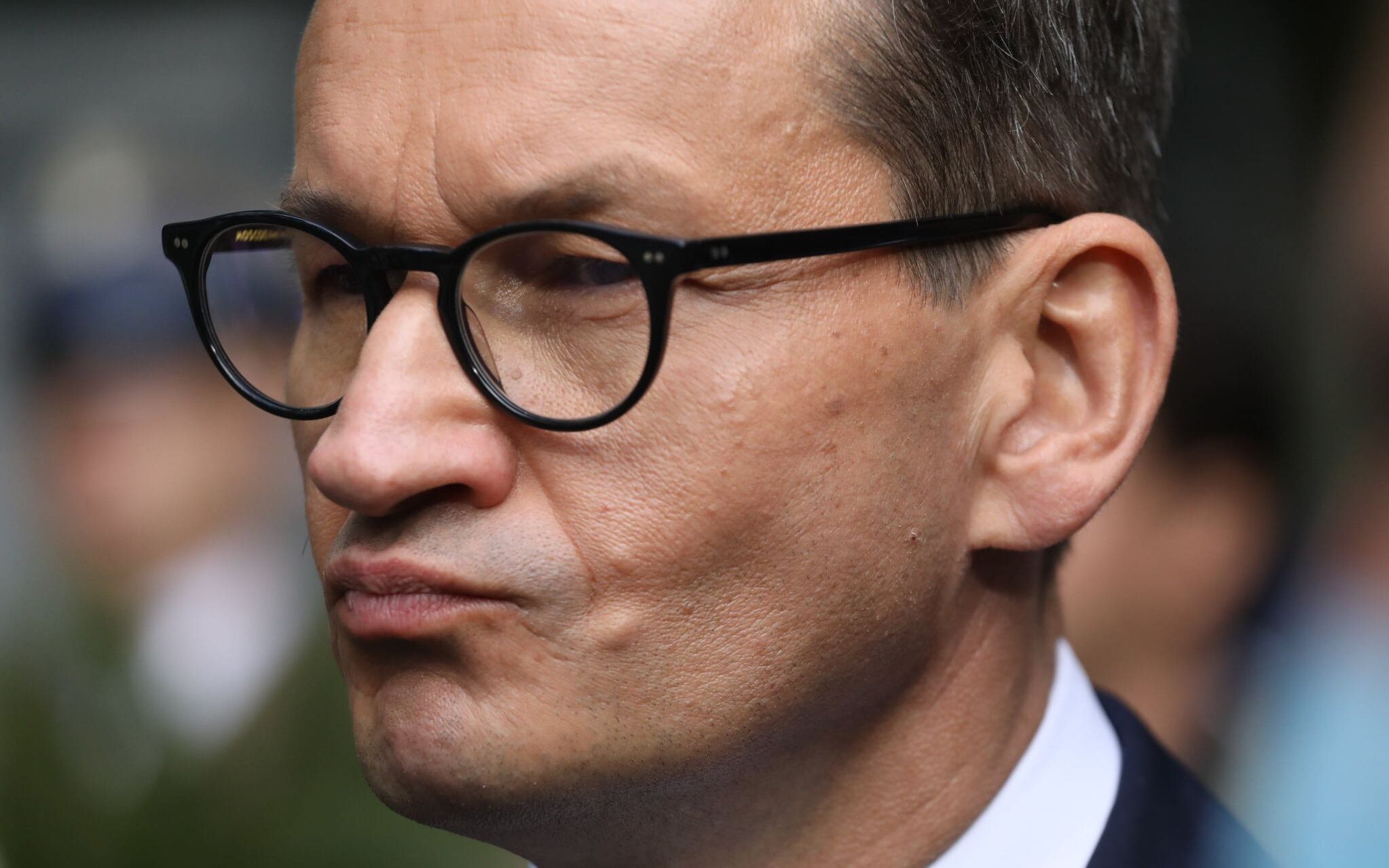 01.08.2021 Warszawa , Cmentarz Wojskowy na Powazkach , premier Mateusz Morawiecki podczas uroczystosci na terenie kwater powstanczych podczas obchodow 77. rocznicy wybuchu Powstania Warszawskiego .
Fot. Maciek Jazwiecki / Agencja Gazeta