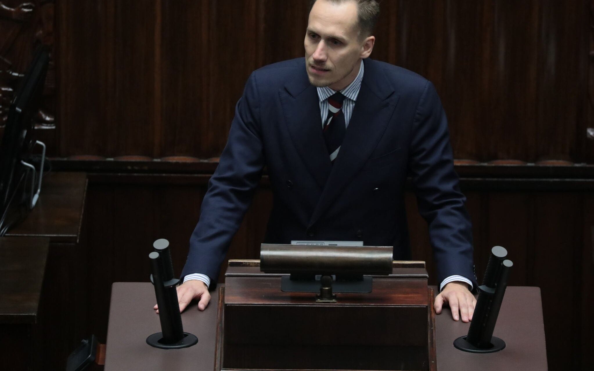 29.09.2021 Warszawa , ulica Wiejska . Sejm . Posel Konfederacji Konrad Berkowicz podczas 38. posiedzenia Sejmu .
Fot. Slawomir Kaminski / Agencja Gazeta