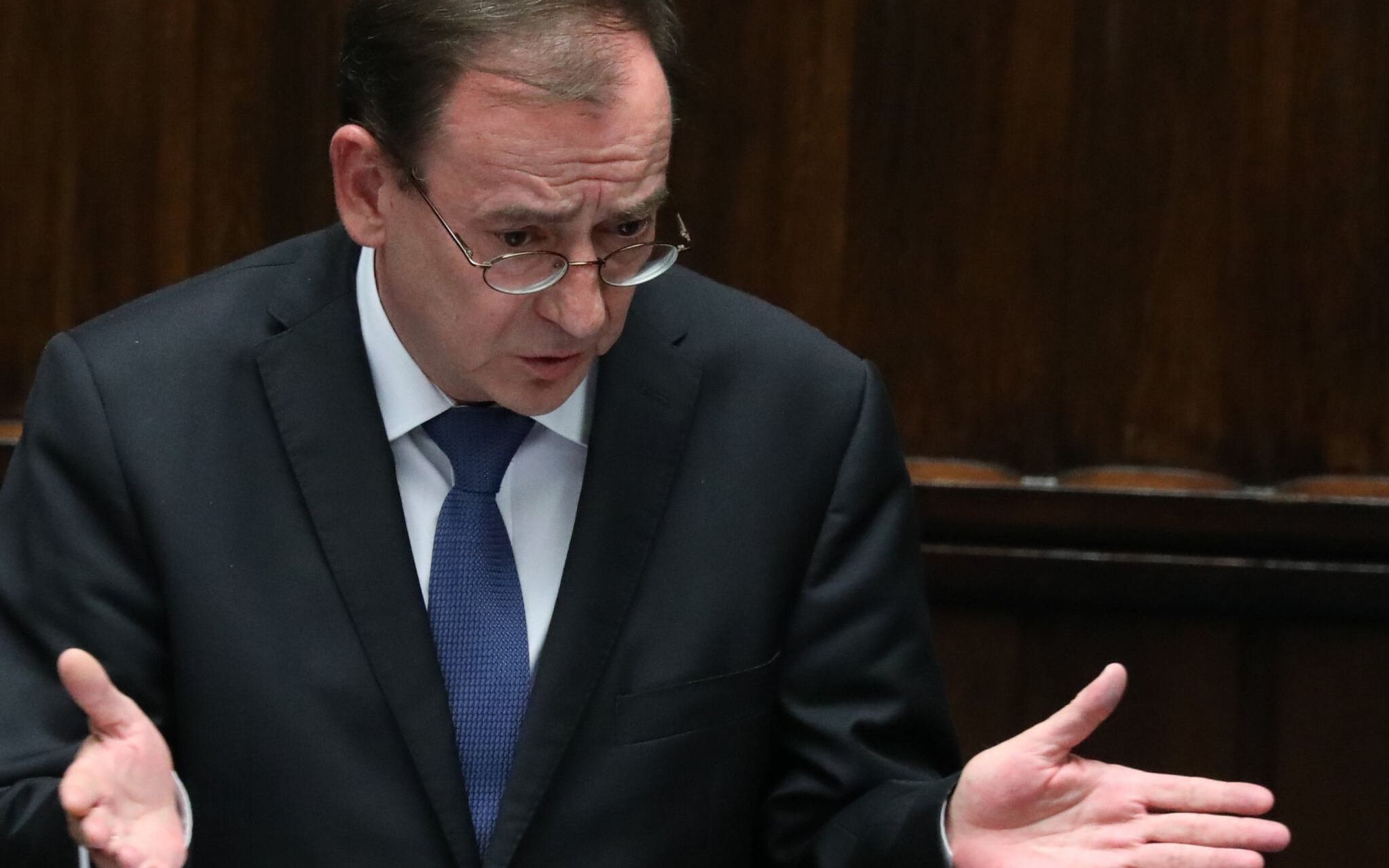 15.07.2020 Warszawa , uica Wiejska . Sejm . Minister spraw wewnetrznych i administracji koordynator sluzb specjalnych Mariusz Kaminski podczas debaty nad wnioskiem opozycji o wotum nieufnosci dla ministra spraw wewnetrznych i administracji Mariusza Kaminskiego .
Fot. Slawomir Kaminski / Agencja Wyborcza.pl