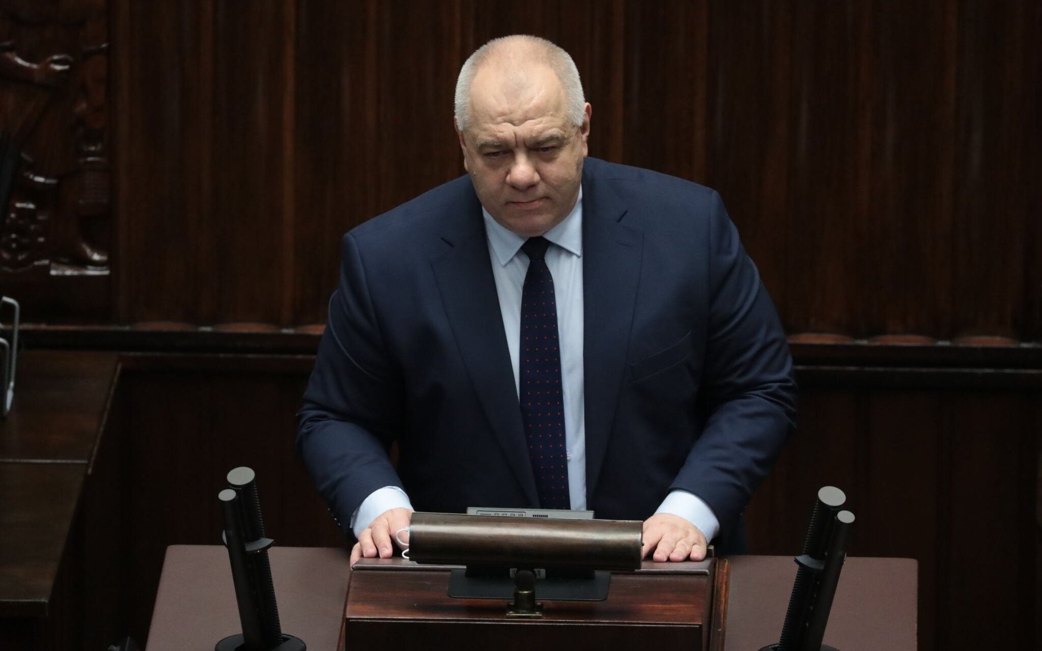 26.01.2022 Warszawa , ulica Wiejska . Sejm . Minister aktywow panstwowych Jacek Sasin podczas 47 . posiedzenia Sejmu IX kadencji .
Fot. Slawomir Kaminski / Agencja Wyborcza.pl